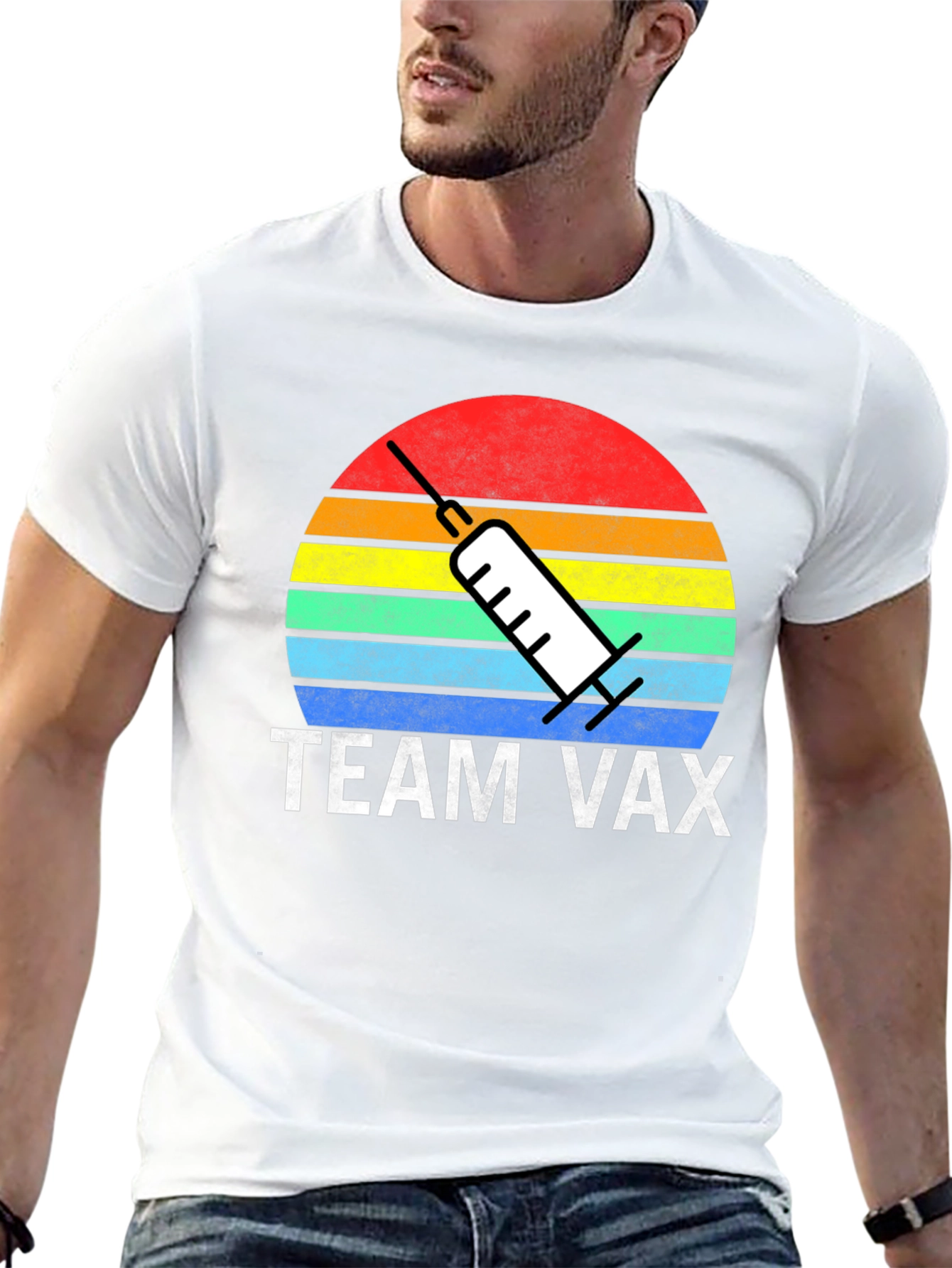 Team Vax T-Shirt - Retro Sunset Vaccine Tee