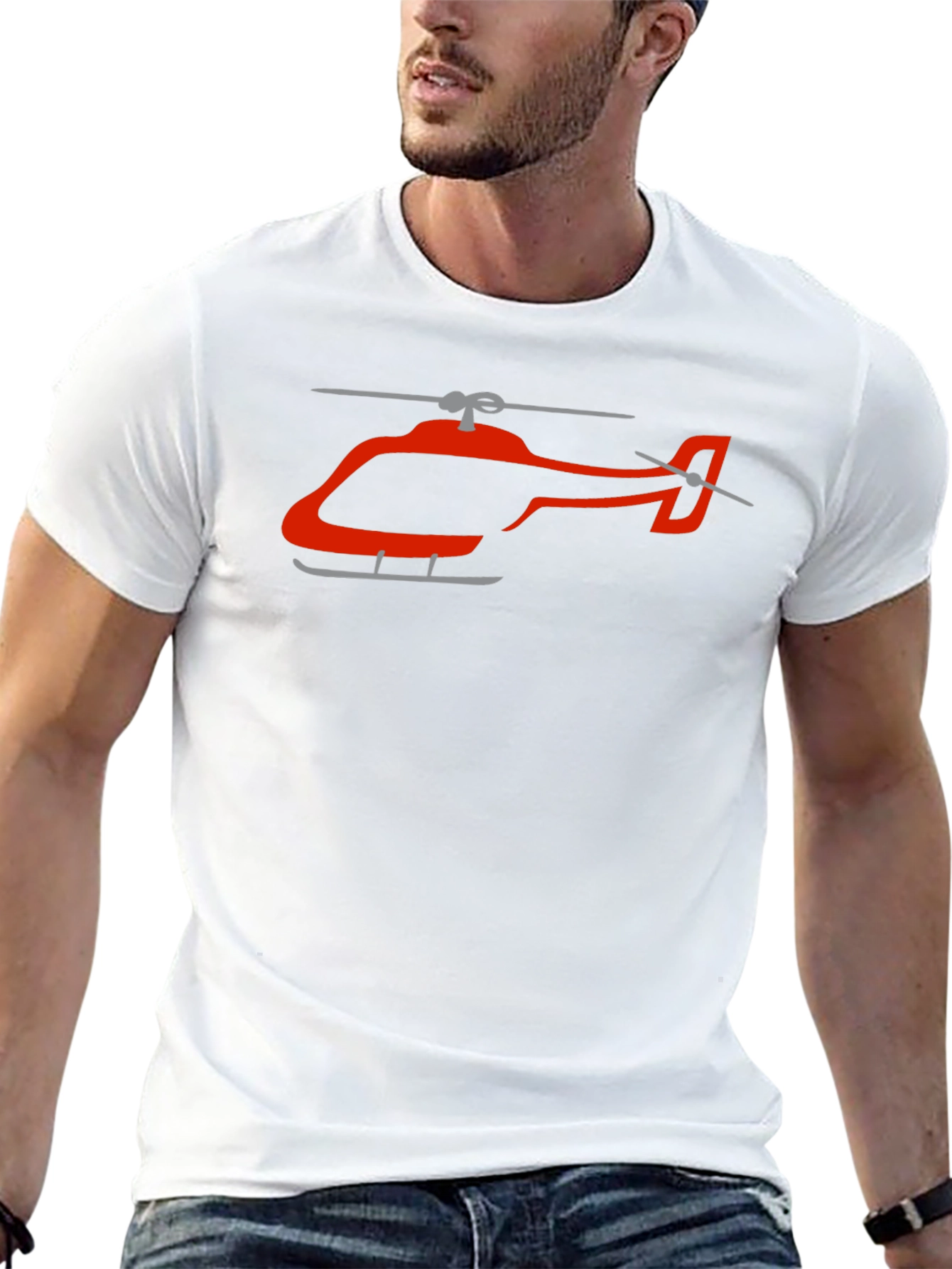 Helicopter Graphic Tee - Black Cotton T-Shirt