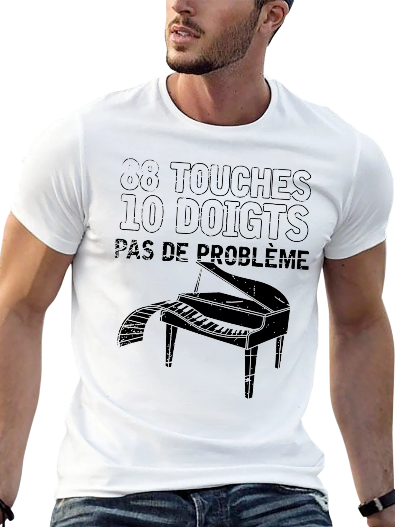 Piano T-Shirt: 88 Touches 10 Doigts Pas de Problème