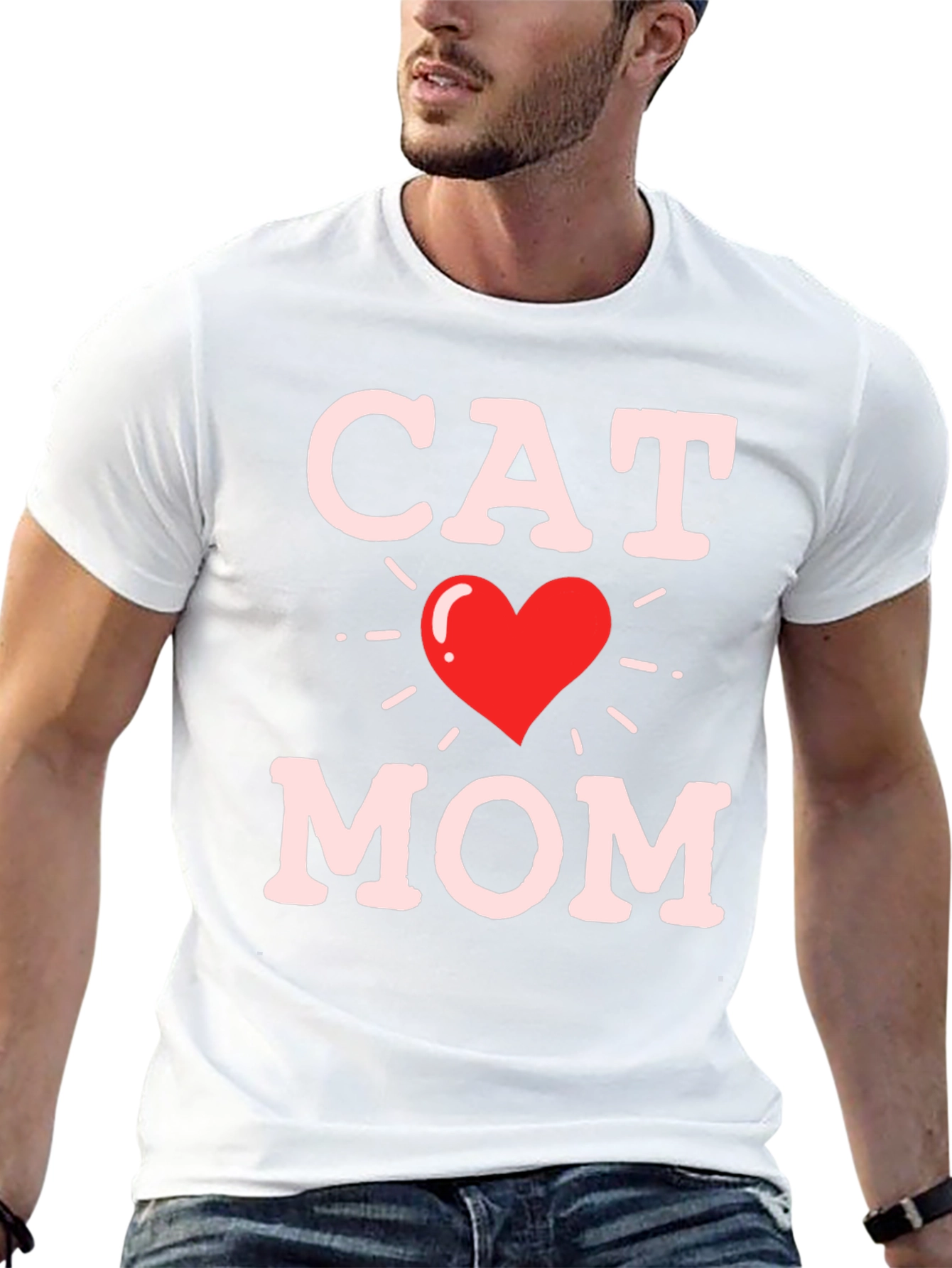 Cat Mom T-Shirt - Heart Graphic Tee