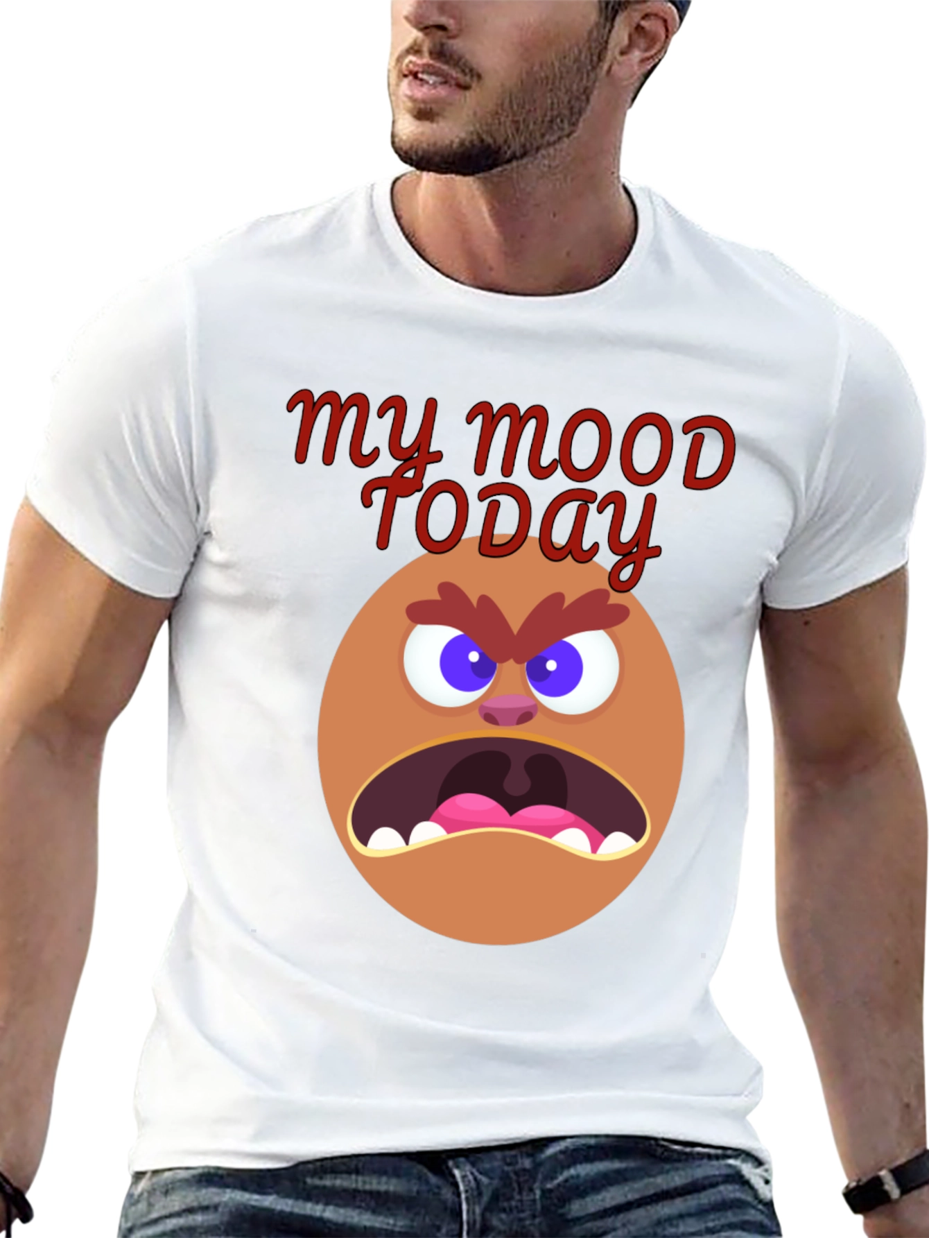 My Mood Today Angry Face Graphic Tee - Black