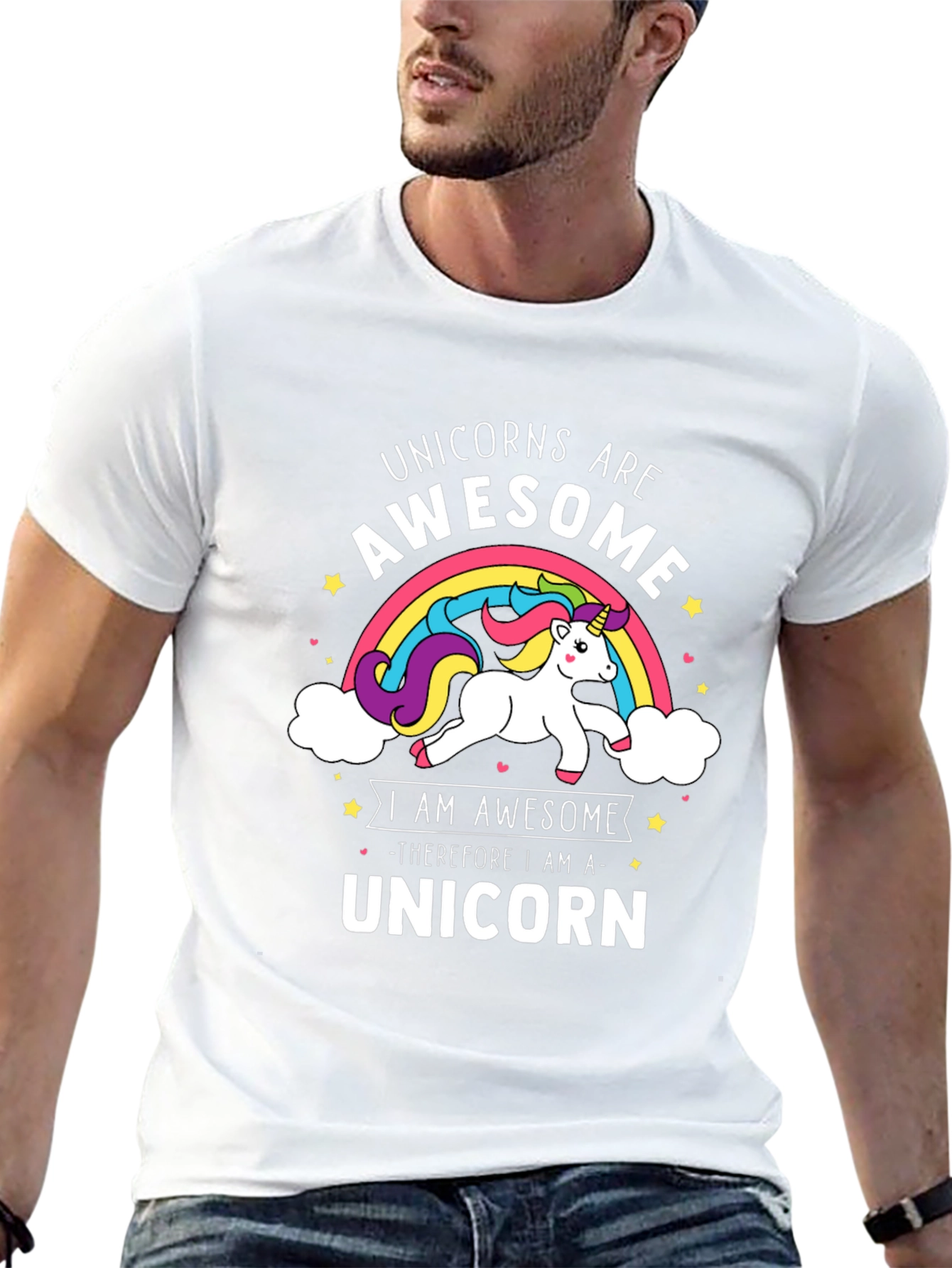 Unicorns Are Awesome Rainbow Graphic T-Shirt