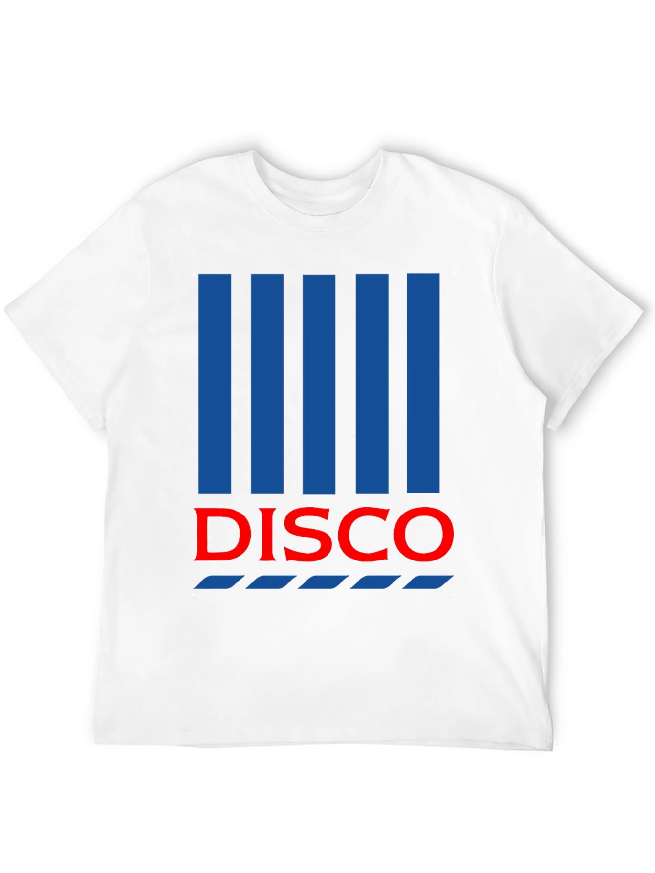 Retro Disco T-Shirt - Black with Blue Stripes