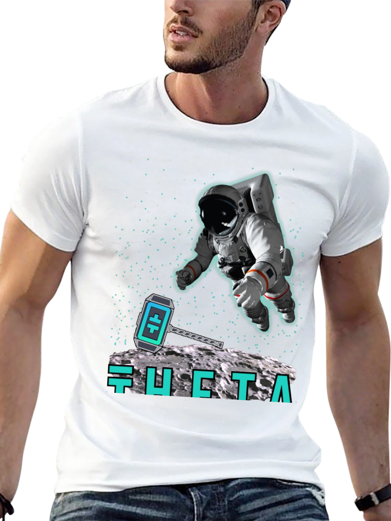 Astronaut Moon Landing Black T-Shirt