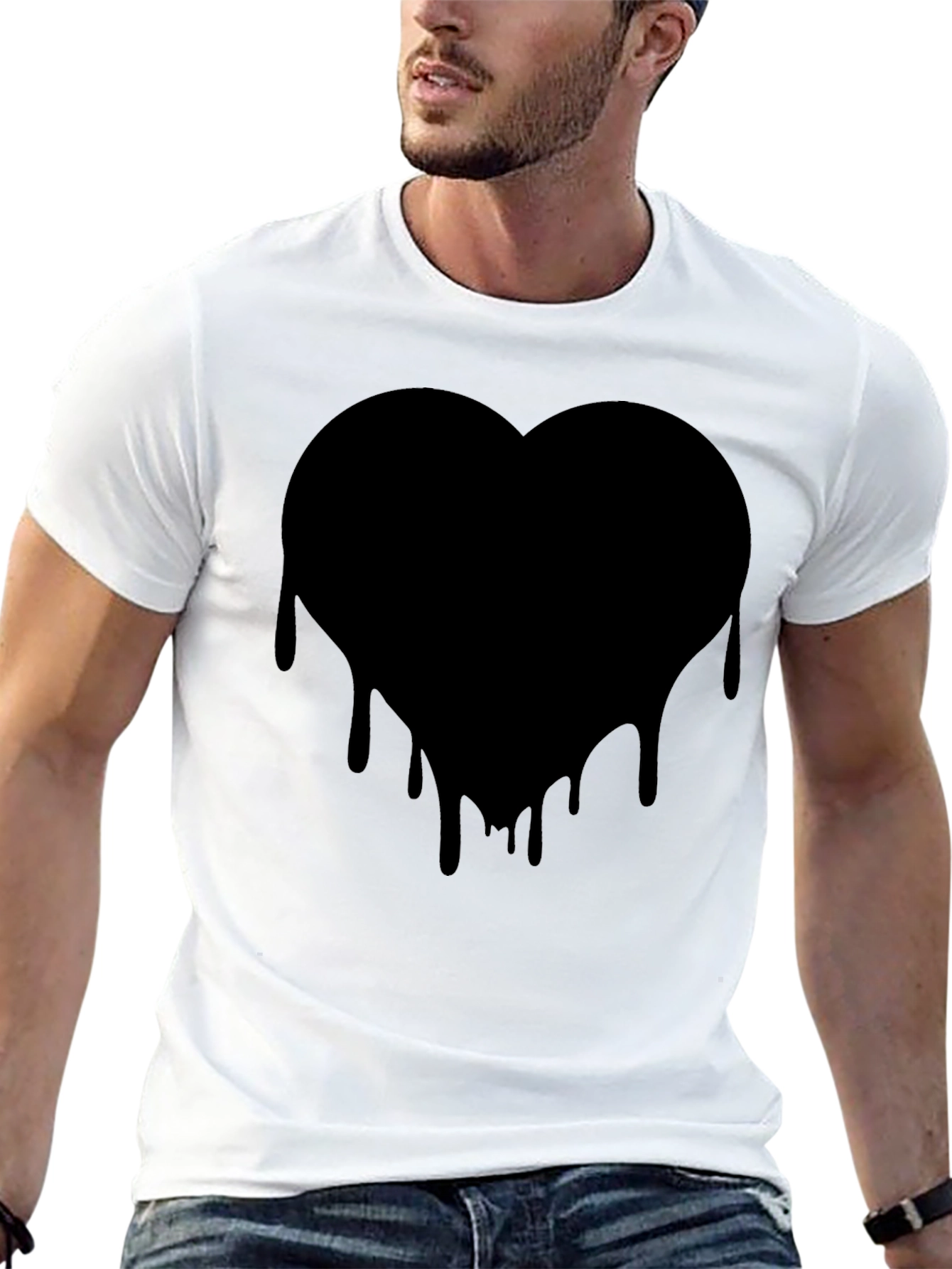 Mens Black Heart Drip Graphic Tee