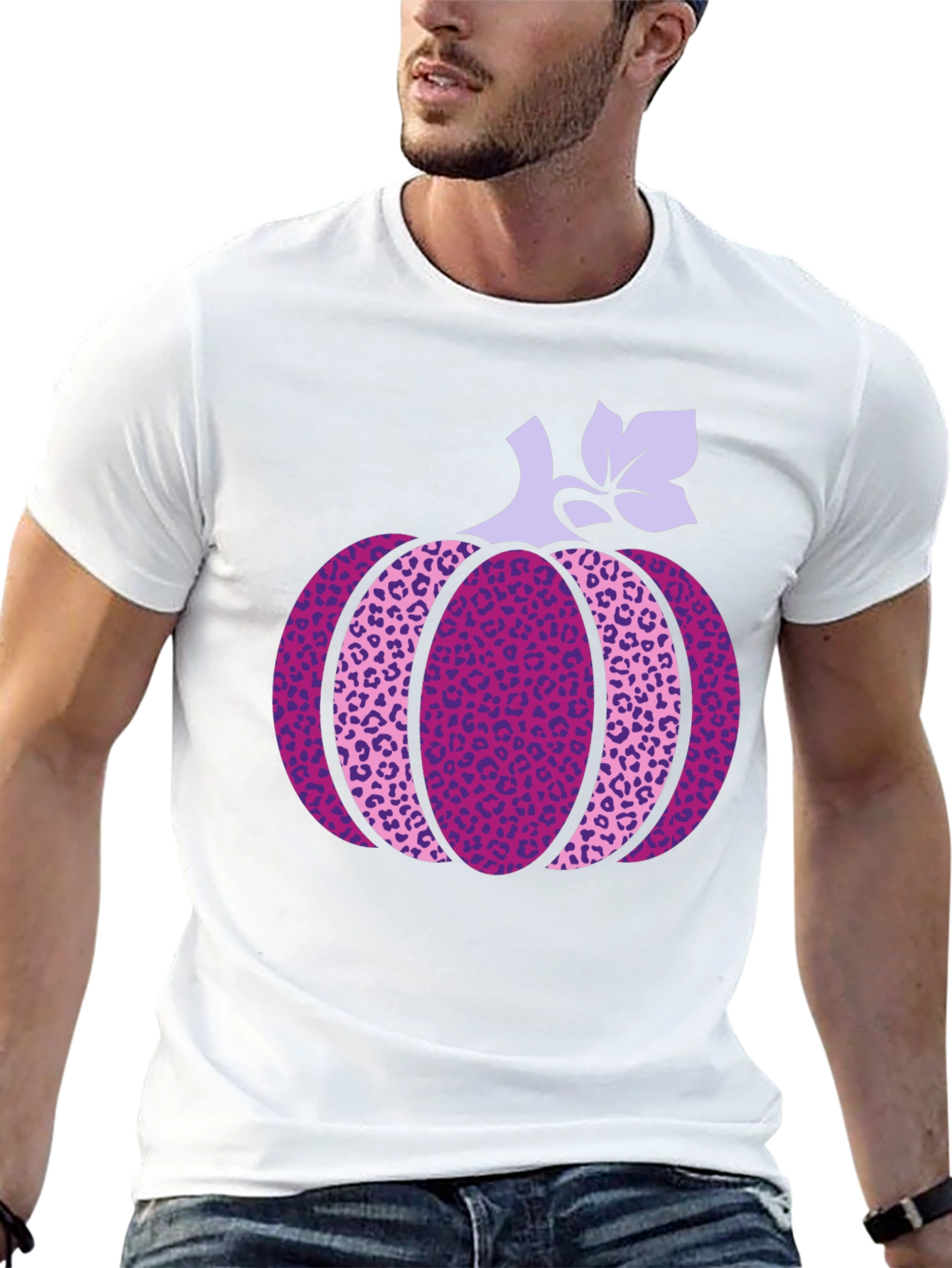 Pumpkin Leopard Print Graphic Tee