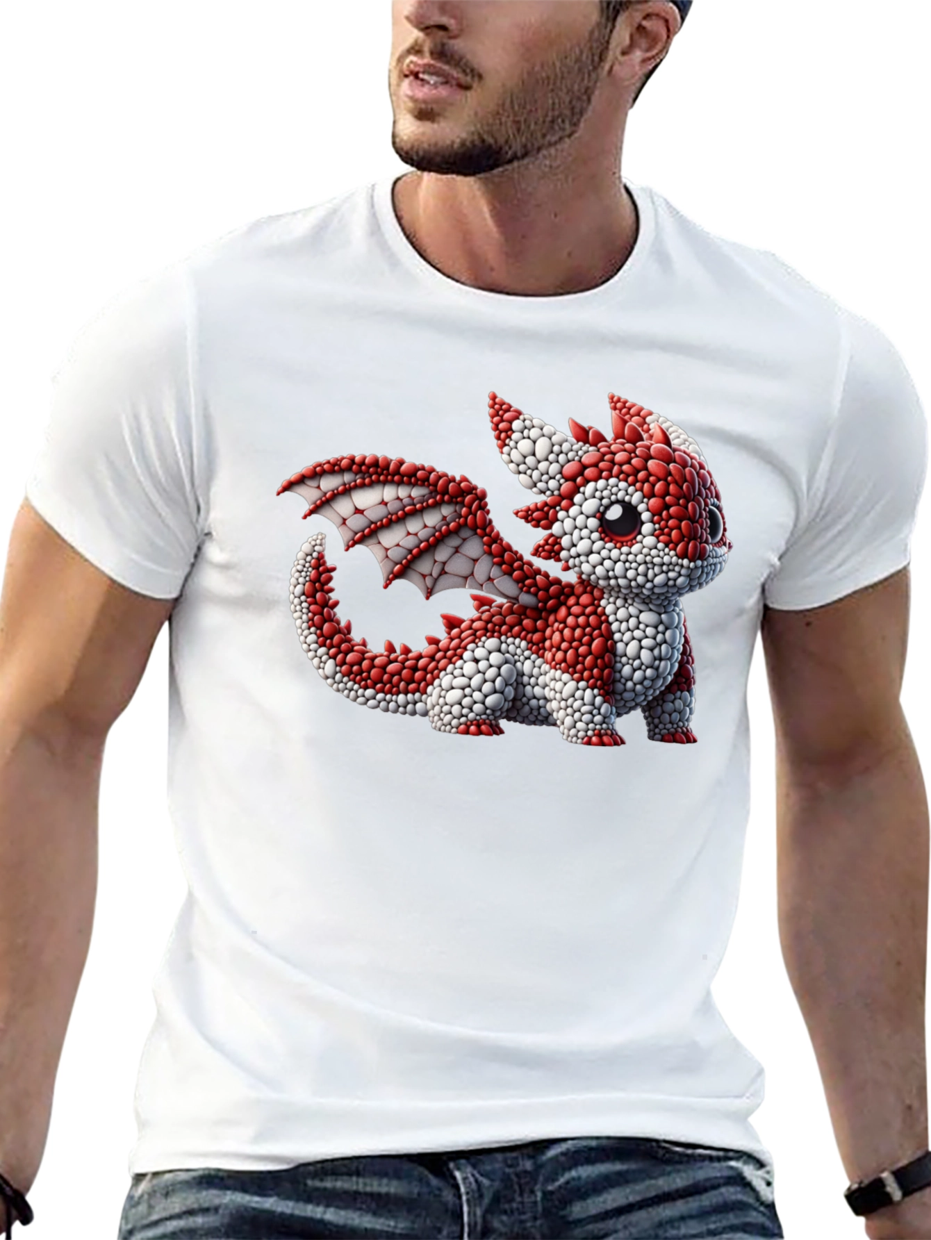 Cute Dragon Graphic Tee - Black Cotton Blend