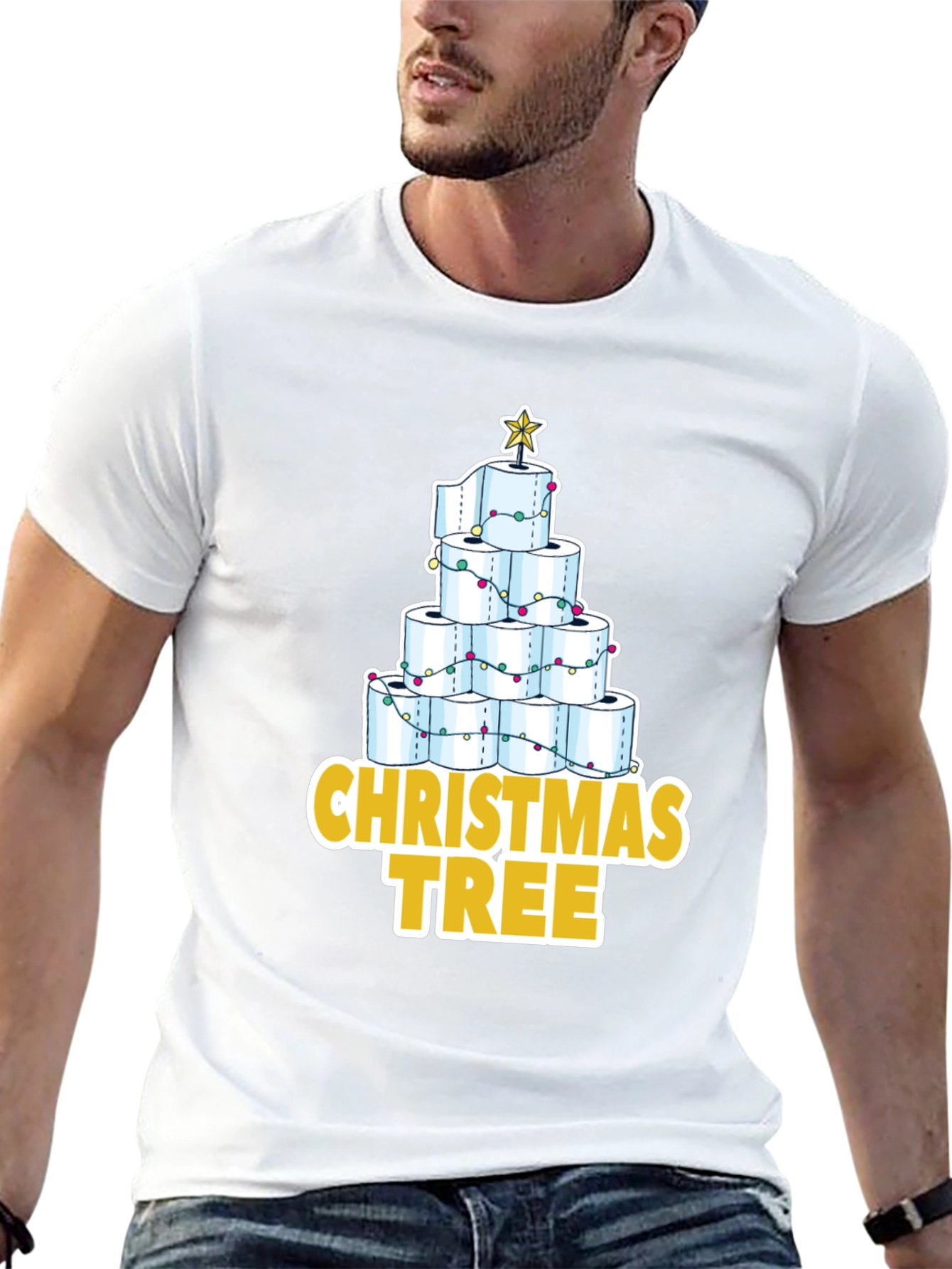 Toilet Paper Christmas Tree T-Shirt Funny Holiday Tee