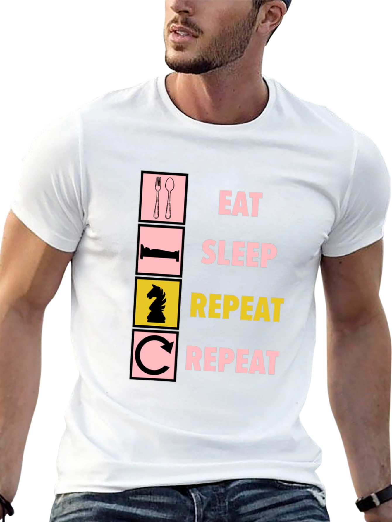 Eat Sleep Chess Repeat Graphic Tee