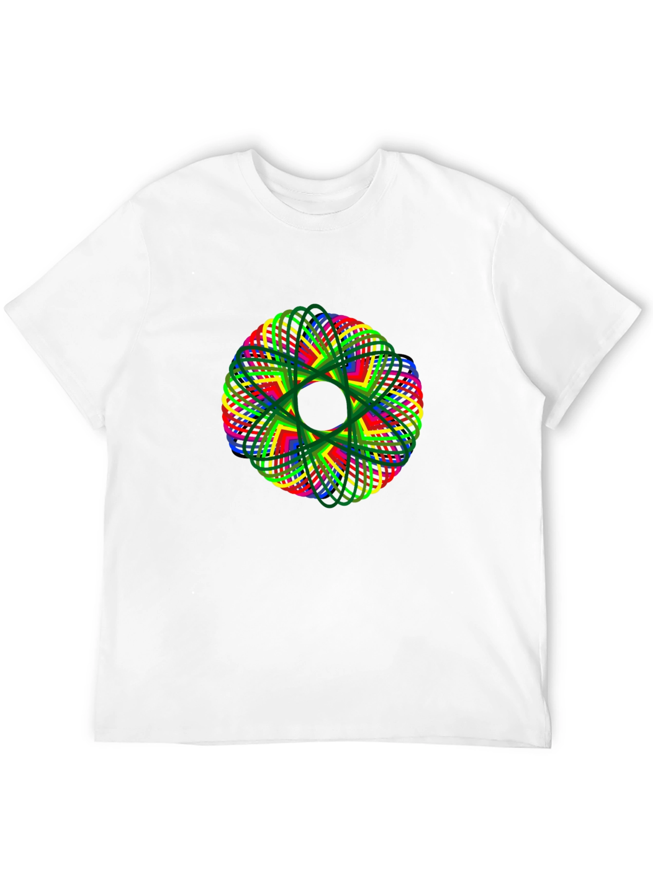 Abstract Geometric Mandala Graphic Print Black T-Shirt