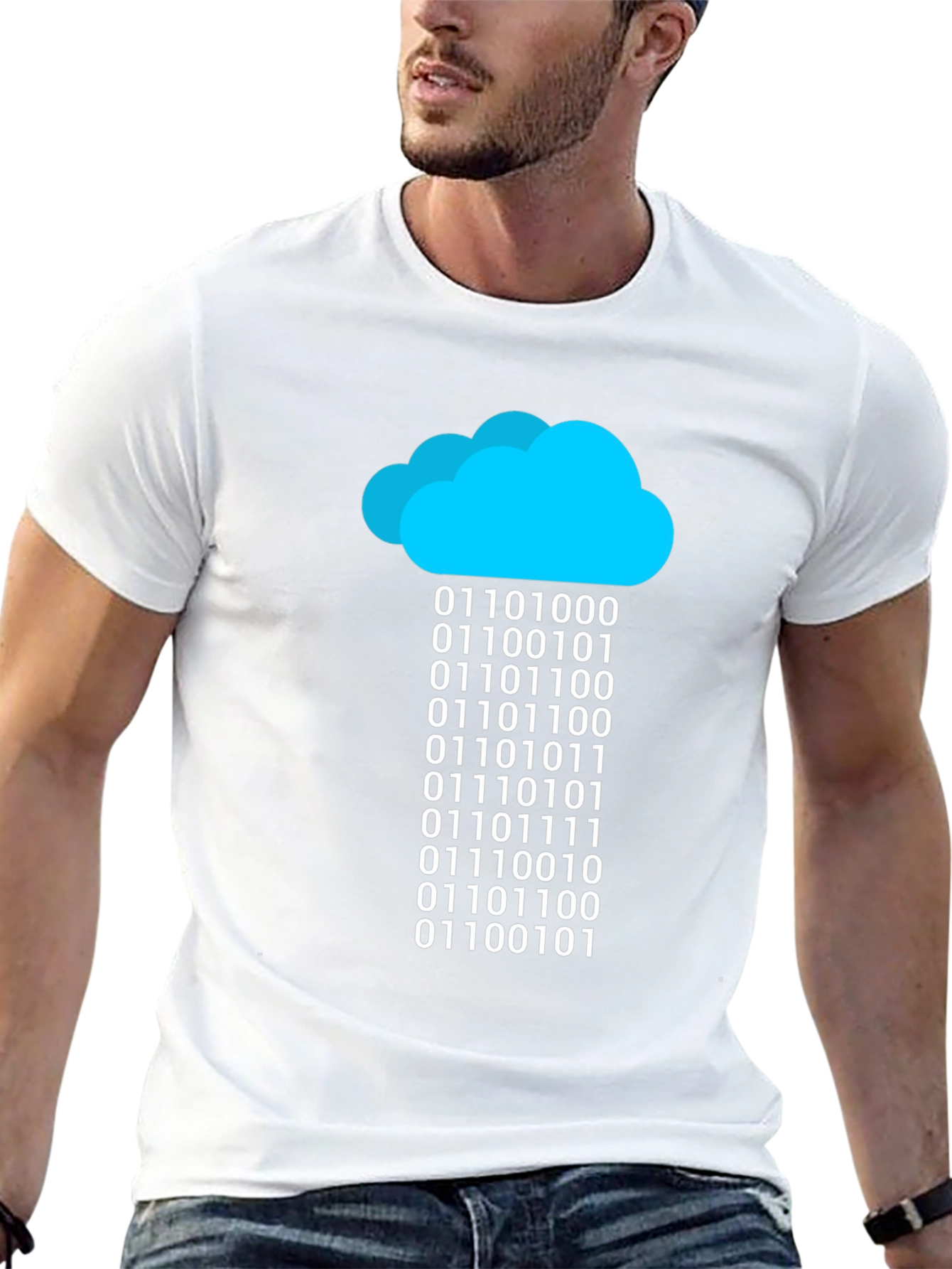 Binary Cloud T-Shirt - Code Data Rain Graphic Tee