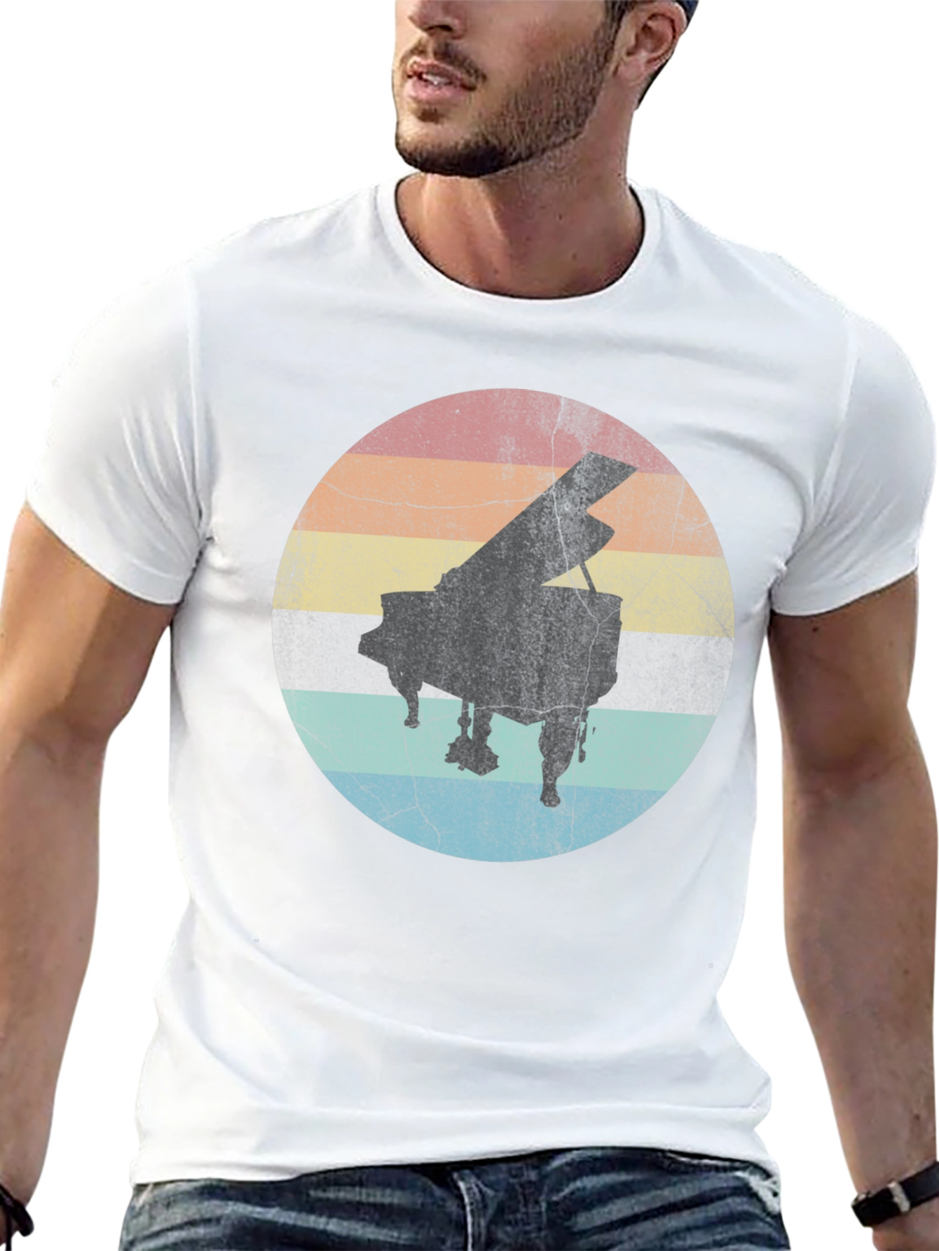 Retro Piano Sunset T-Shirt - Classic Music Tee