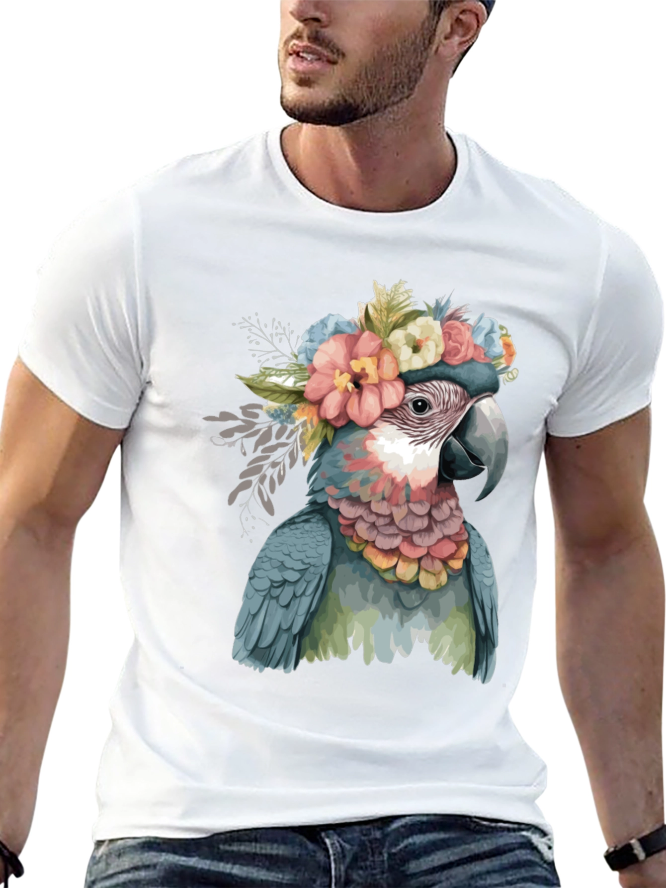 Parrot in Flowers Graphic Tee