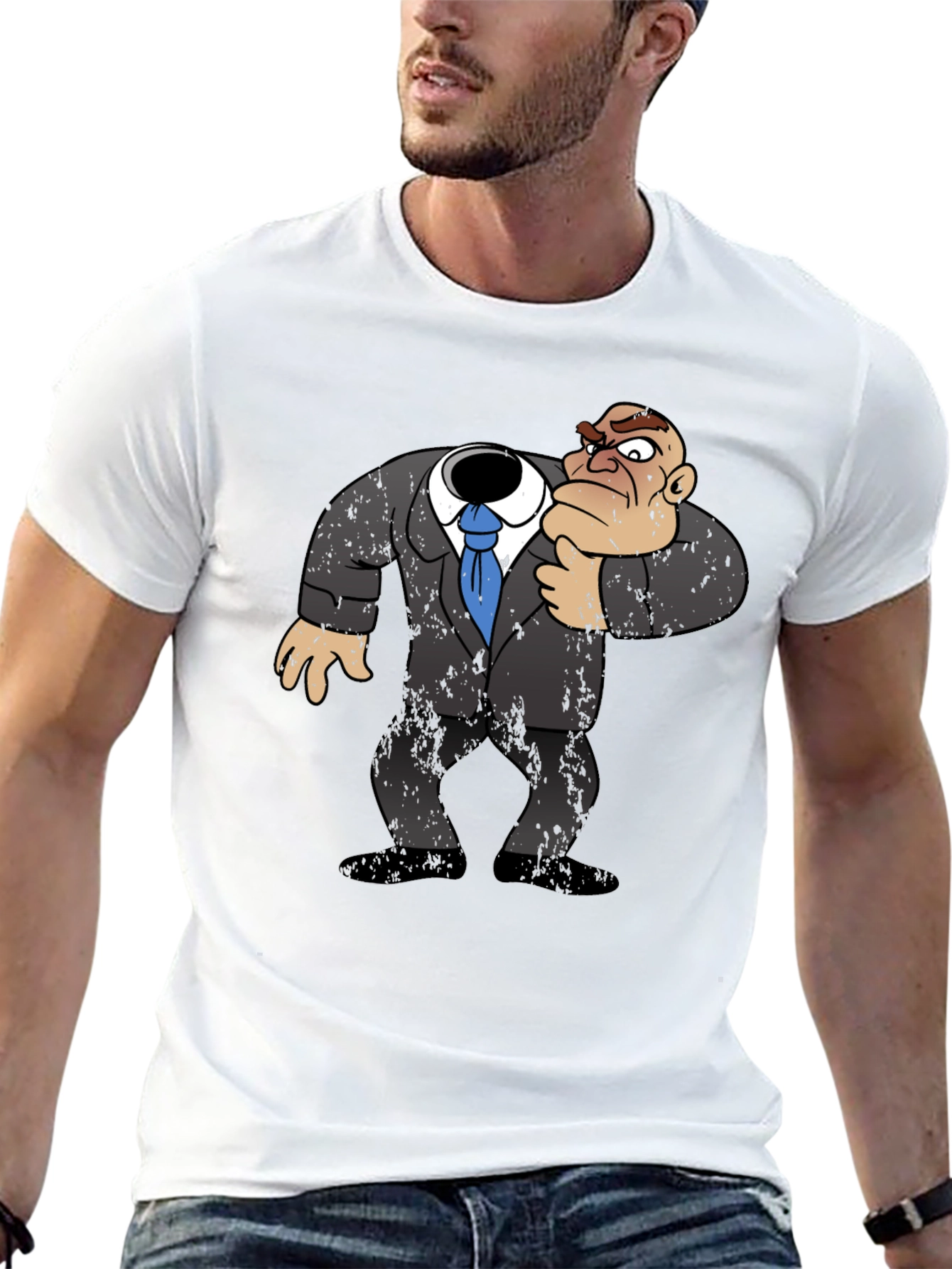 Headless Cartoon Boss T-Shirt - Funny Graphic Tee
