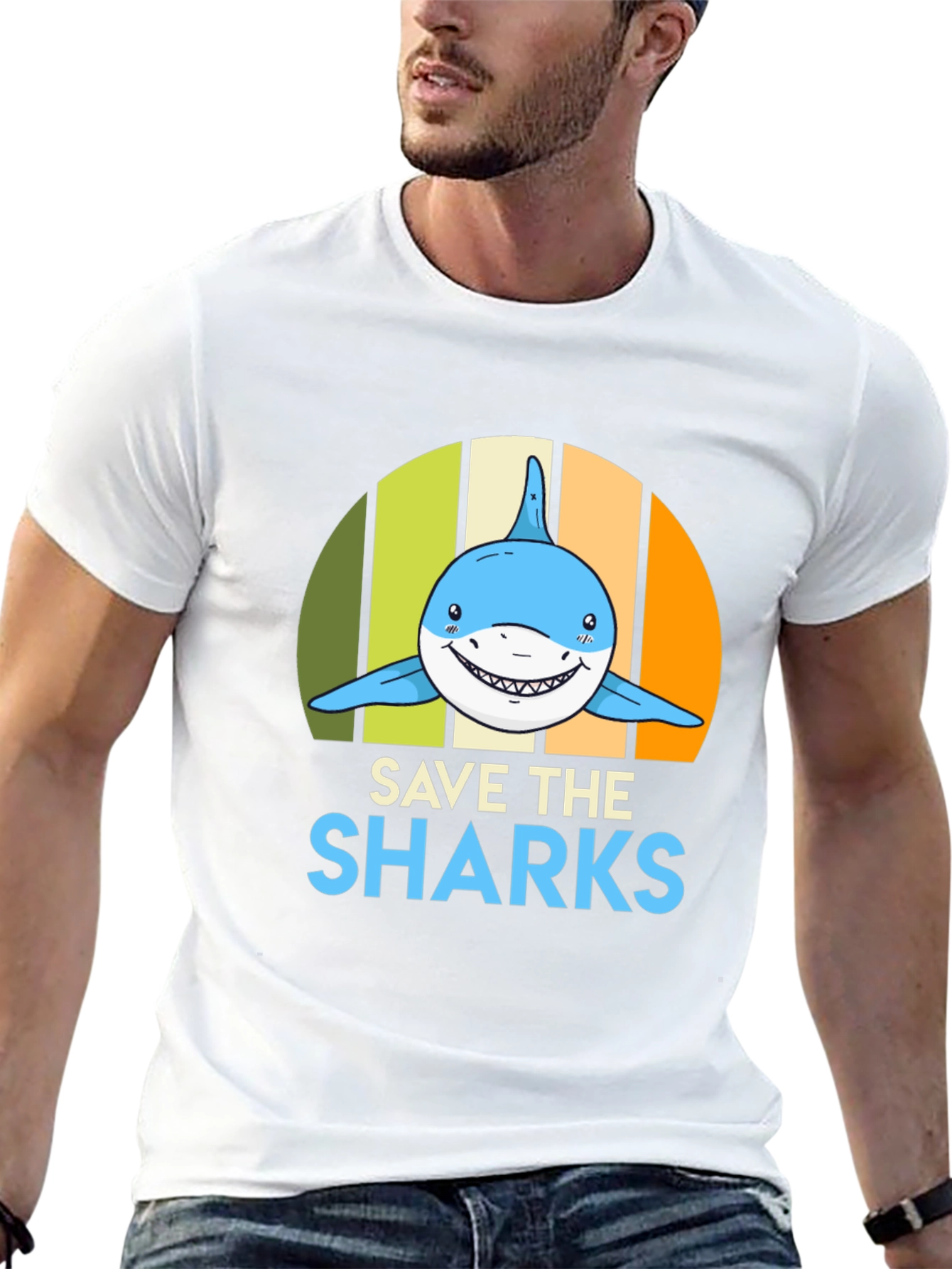 Save the Sharks Graphic Tee - Mens Black T-Shirt