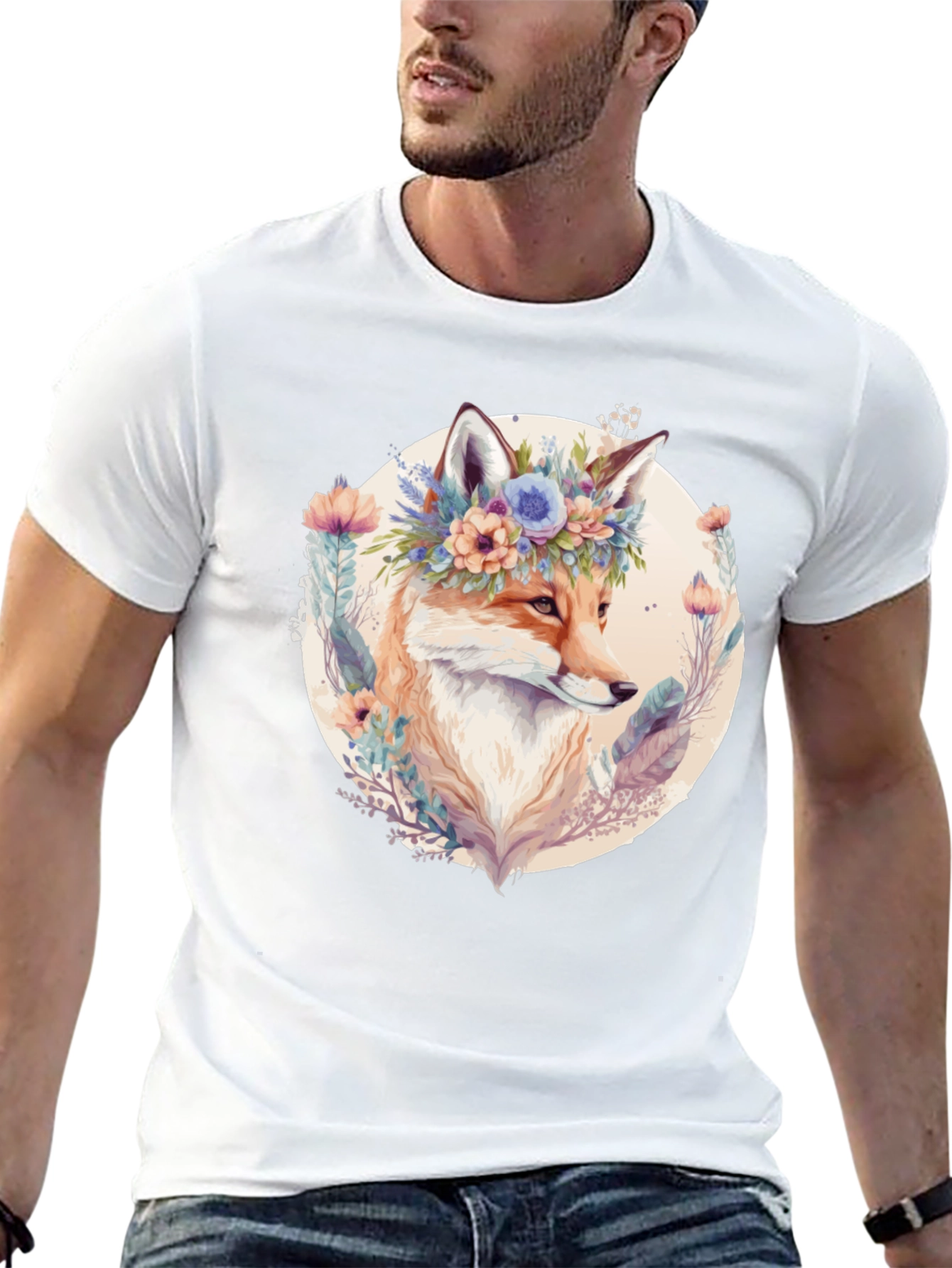 Floral Fox Graphic Tee - Soft & Stylish