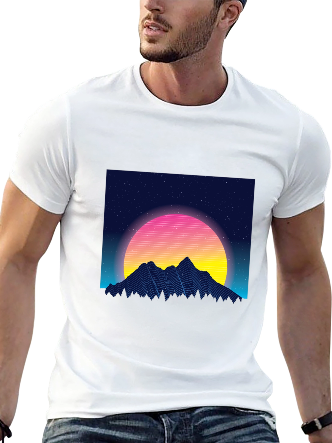 Retro Mountain Sunset Graphic T-Shirt