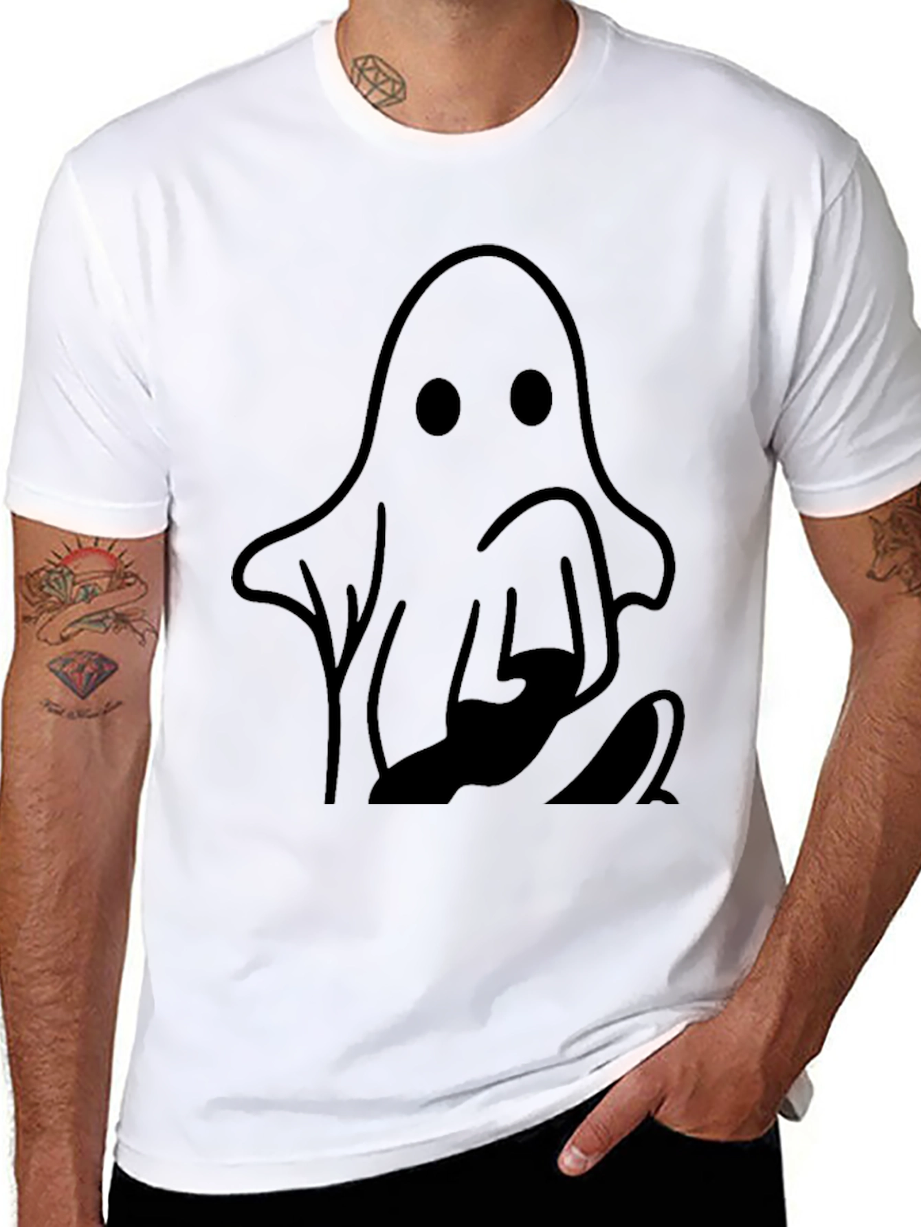 Spooky Ghost Graphic Black T-Shirt
