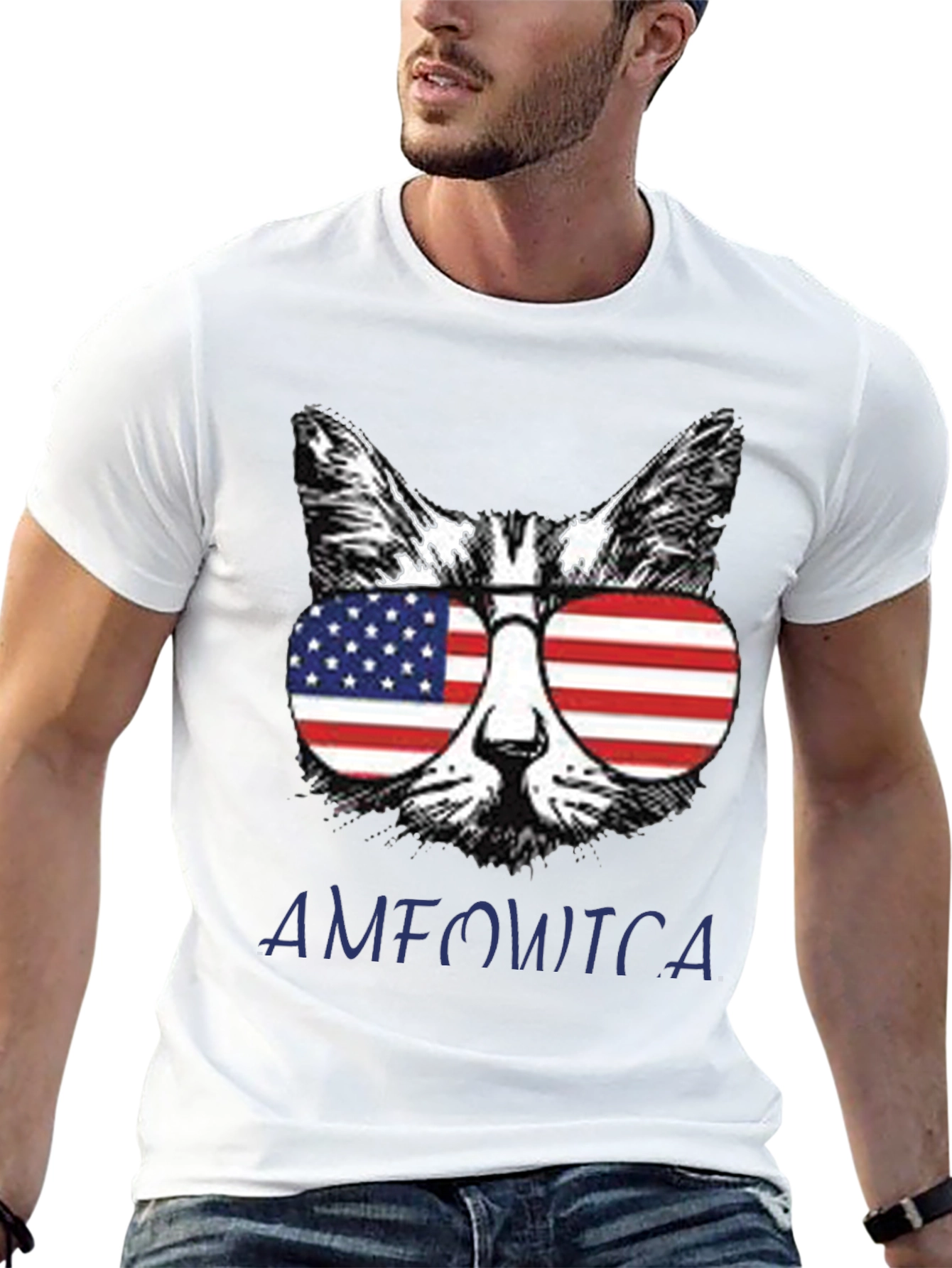 Patriotic Cat T-Shirt - AMFOWTCA Design