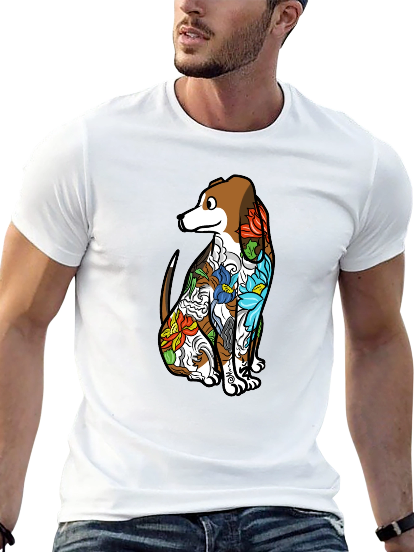 Dog Tattoo Art Black T-Shirt