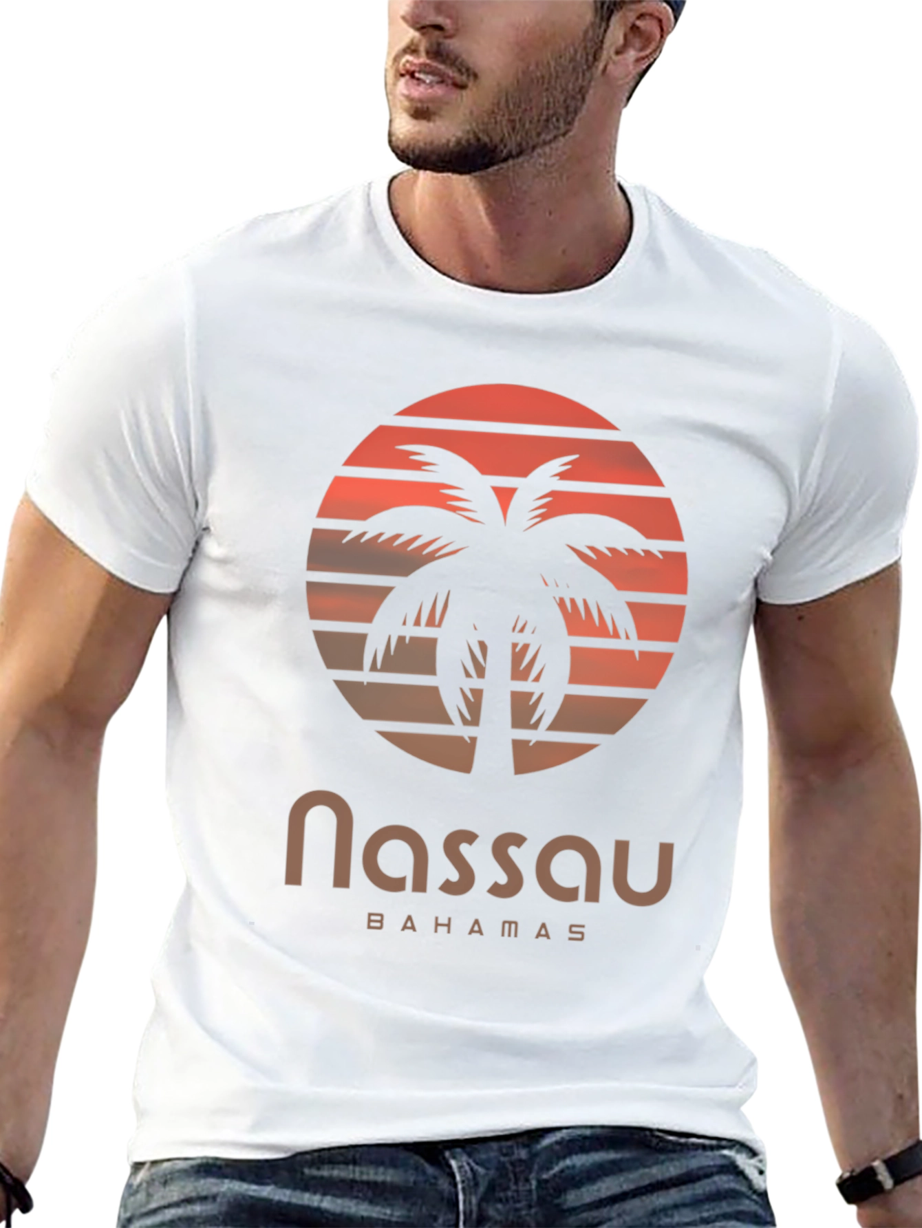 Nassau Bahamas Palm Tree Sunset Graphic T-Shirt