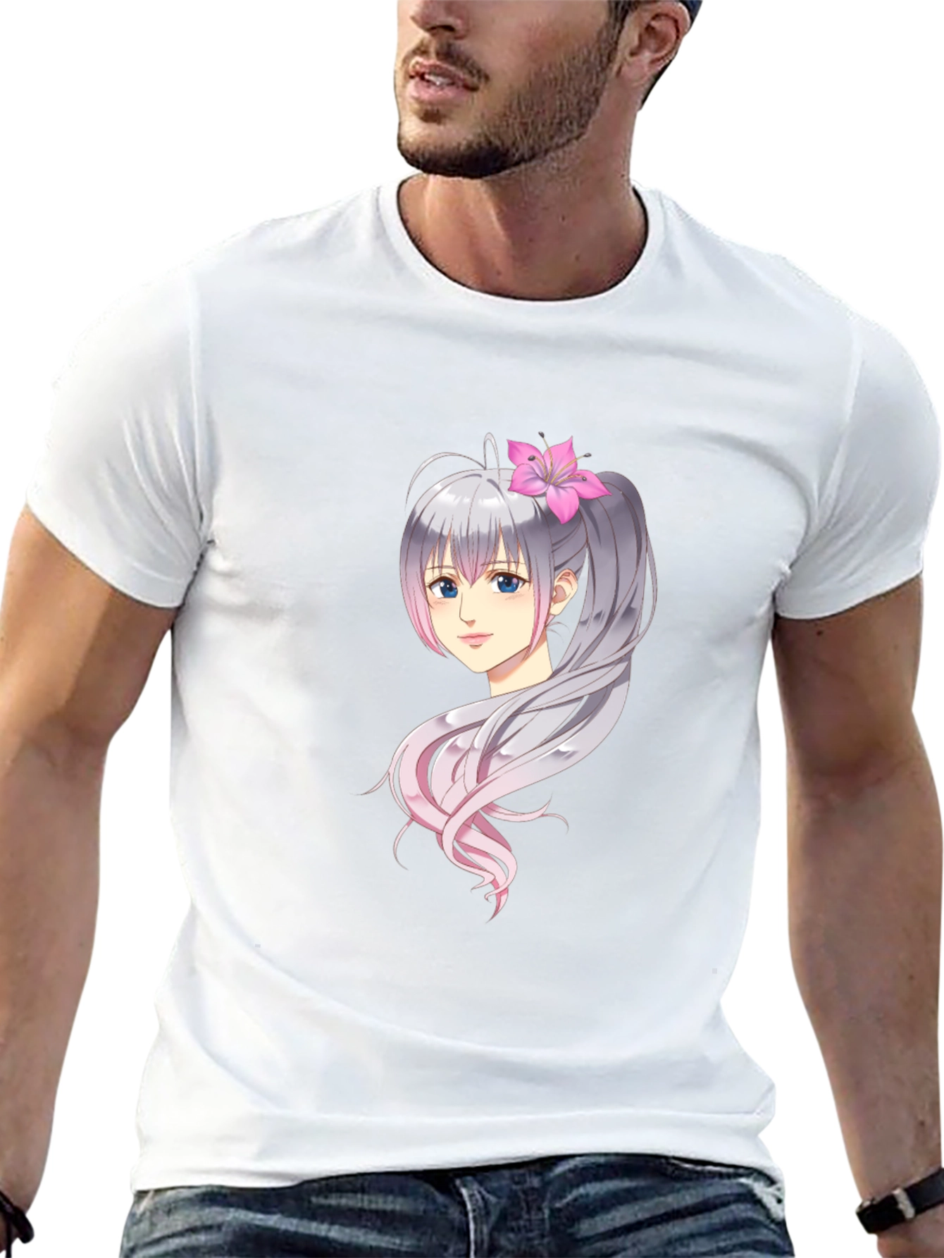 Anime Girl Graphic Print Black Tee