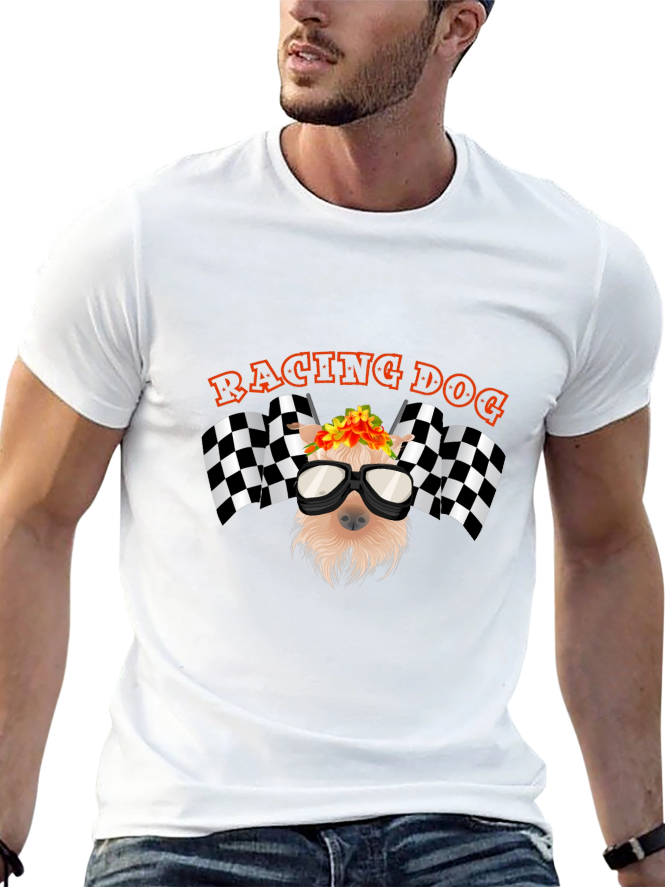 Racing Dog Graphic T-Shirt - Black Cotton Tee
