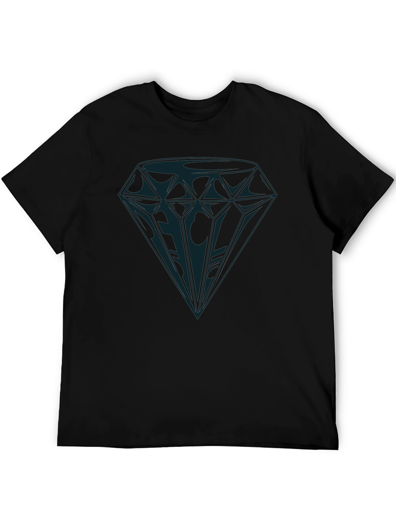 Diamond Graphic Tee - Black Cotton Casual Shirt