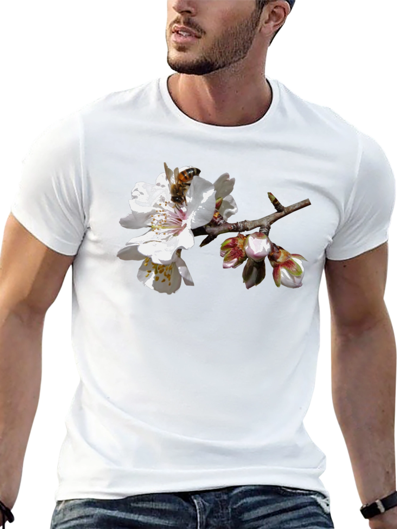 Bee on Blossom Graphic T-Shirt - Black