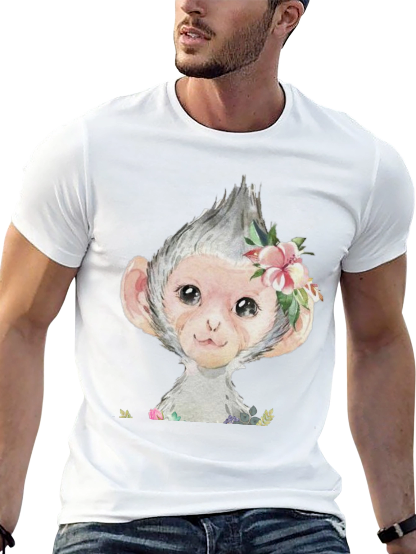 Monkey Floral T-Shirt - Cute Graphic Tee