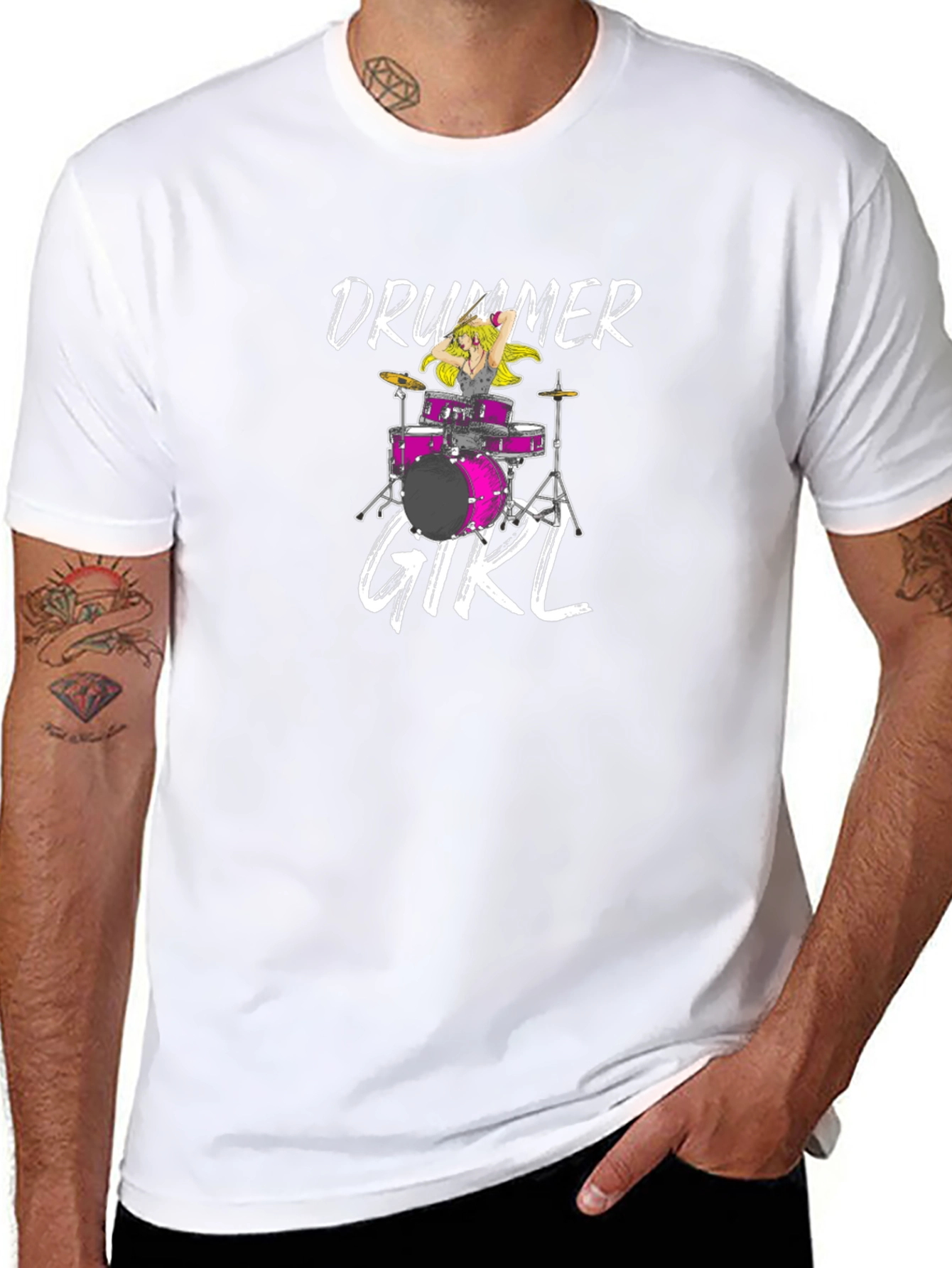 Drummer Girl Graphic Tee - Music Lover T-Shirt