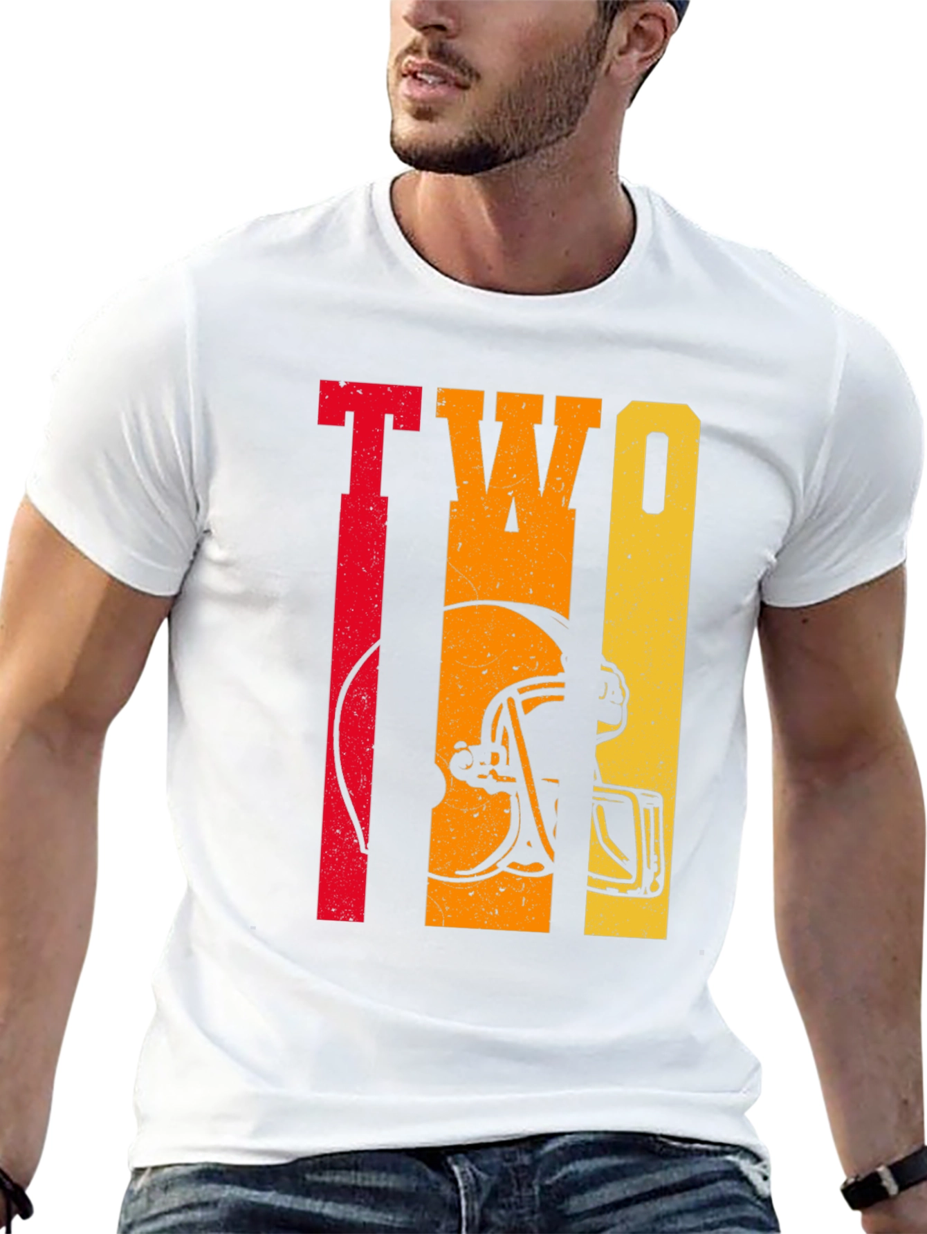 Retro TWO Football Helmet Graphic Tee