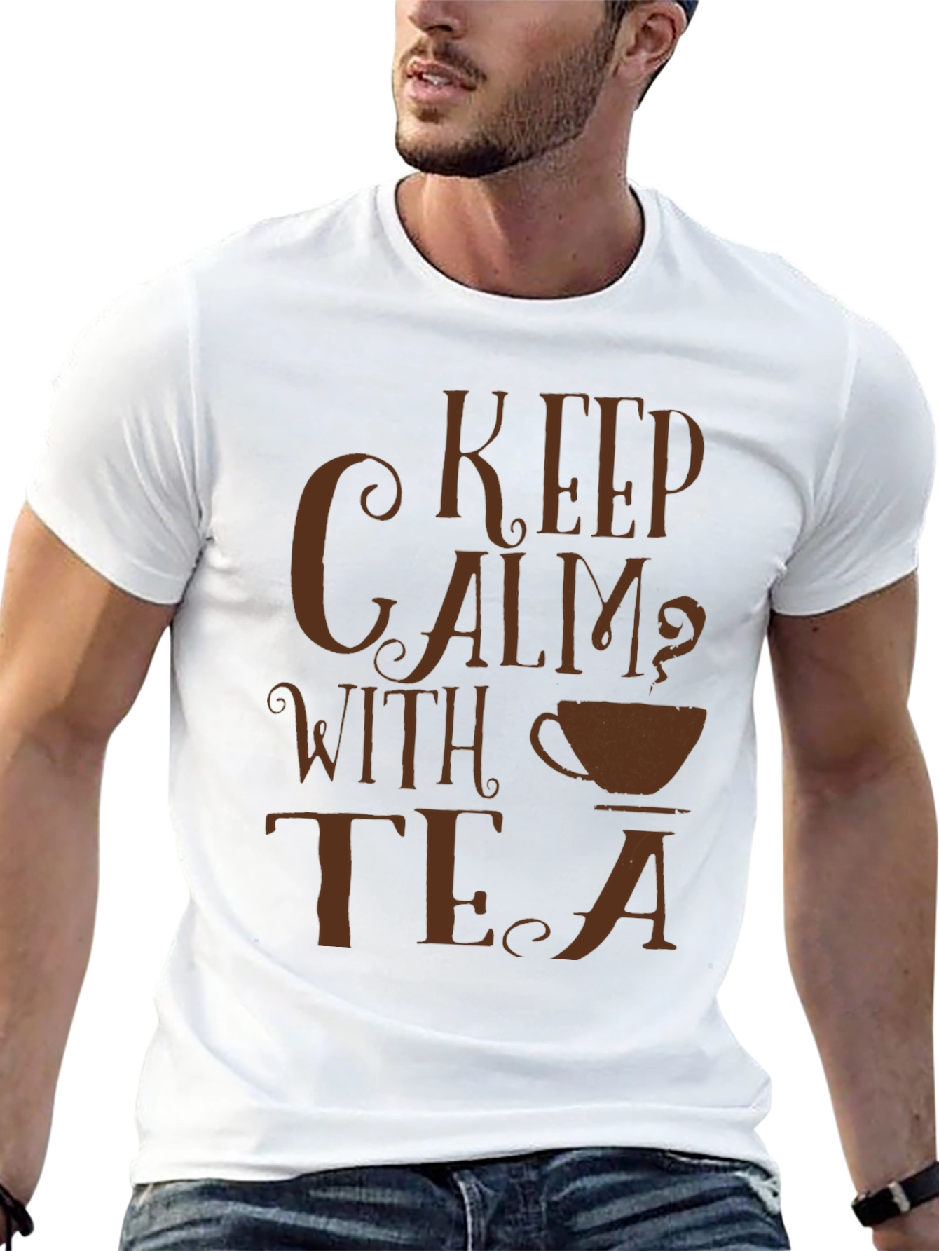 Keep Calm With Tea Black Graphic T-Shirt
