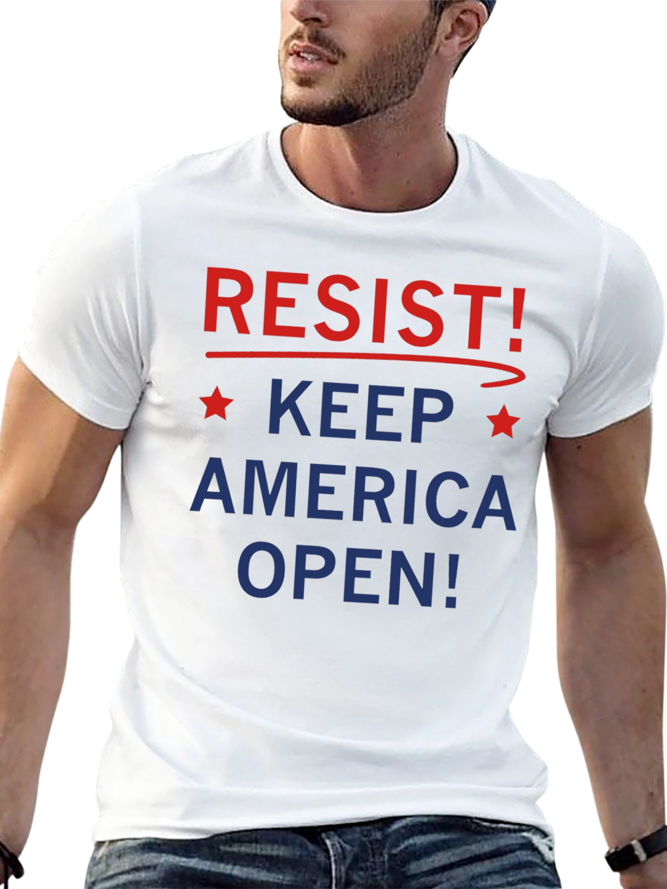 Resist! Keep America Open Black Graphic T-Shirt