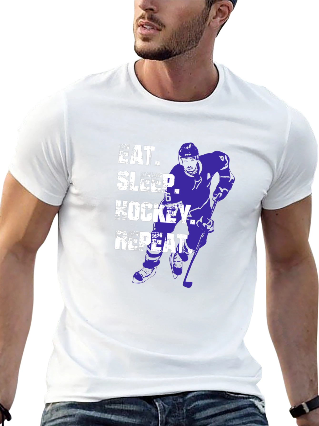Eat Sleep Hockey Repeat Graphic Tee