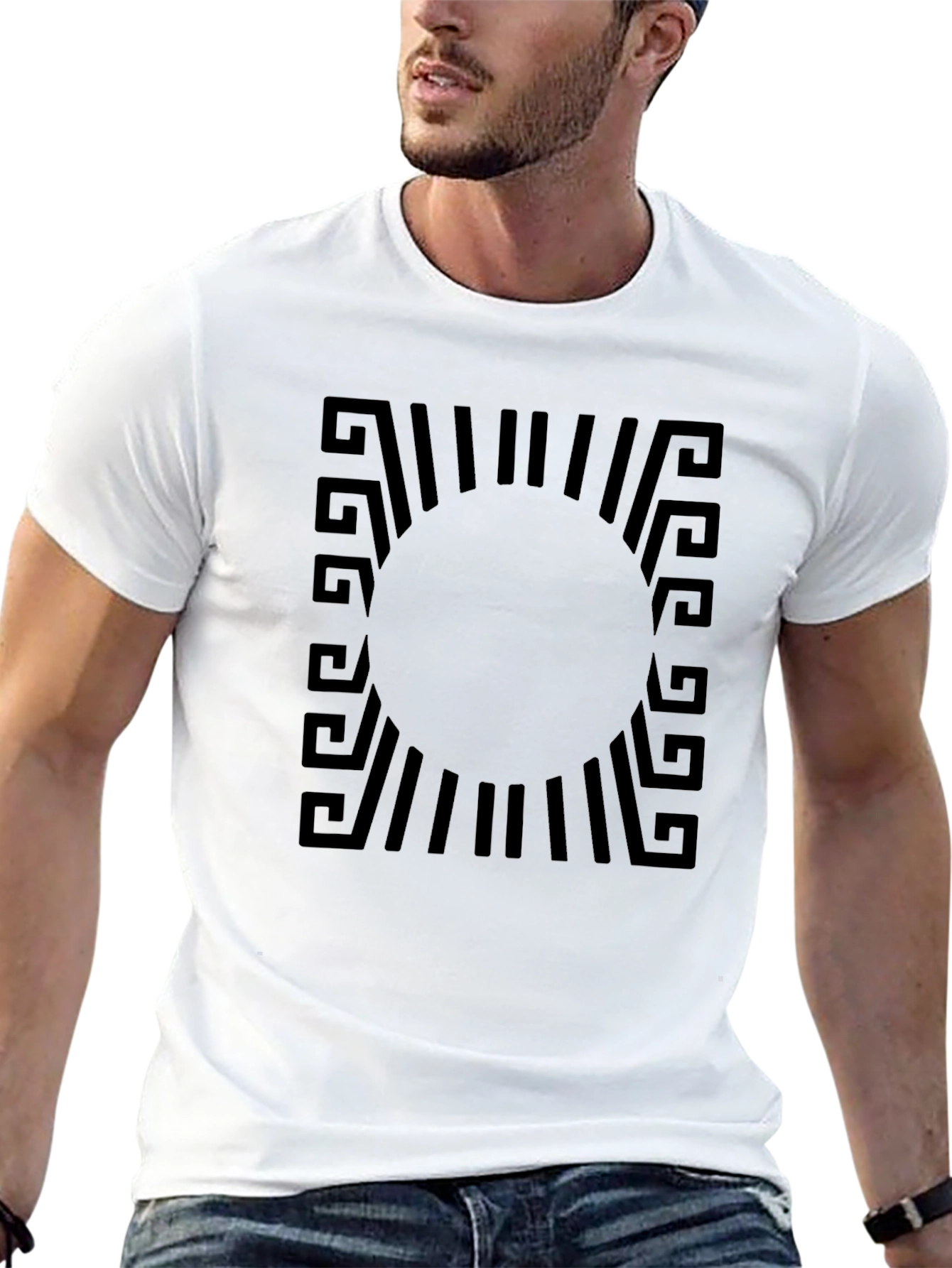 Modern Geometric Black Graphic T-Shirt