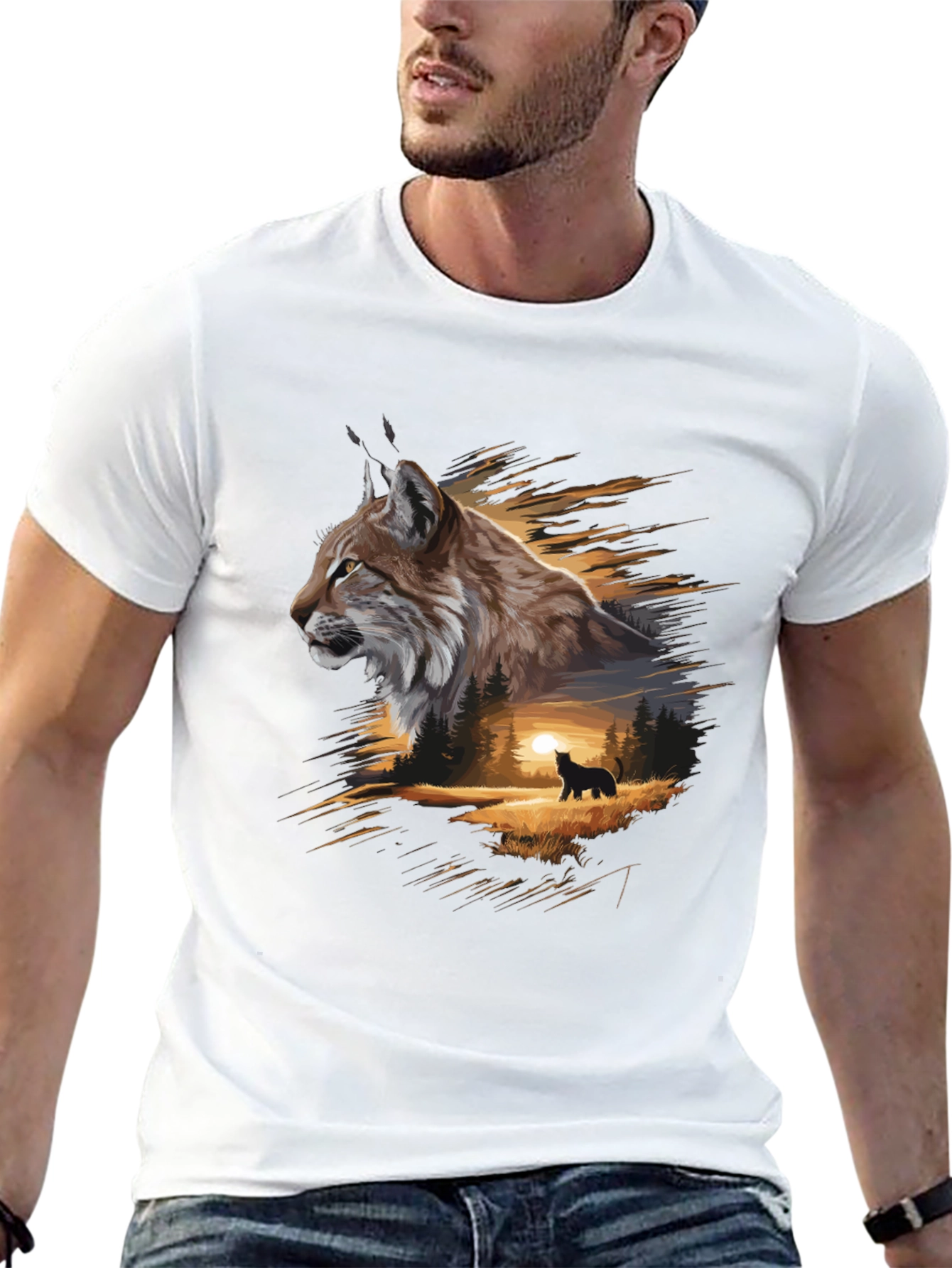 Lynx Forest T-Shirt: Nature-Inspired Graphic Tee
