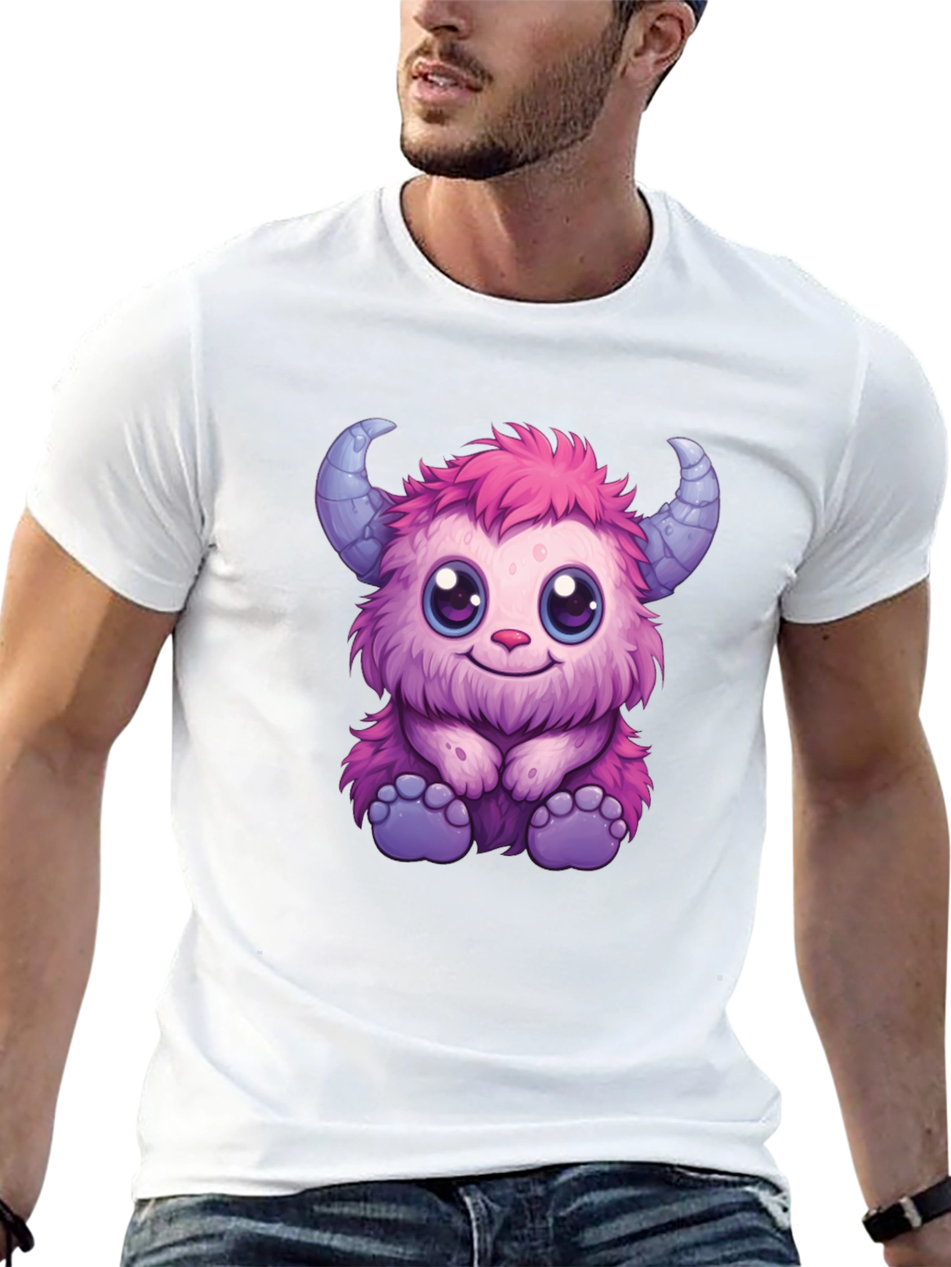 Cute Monster Graphic Tee - Black