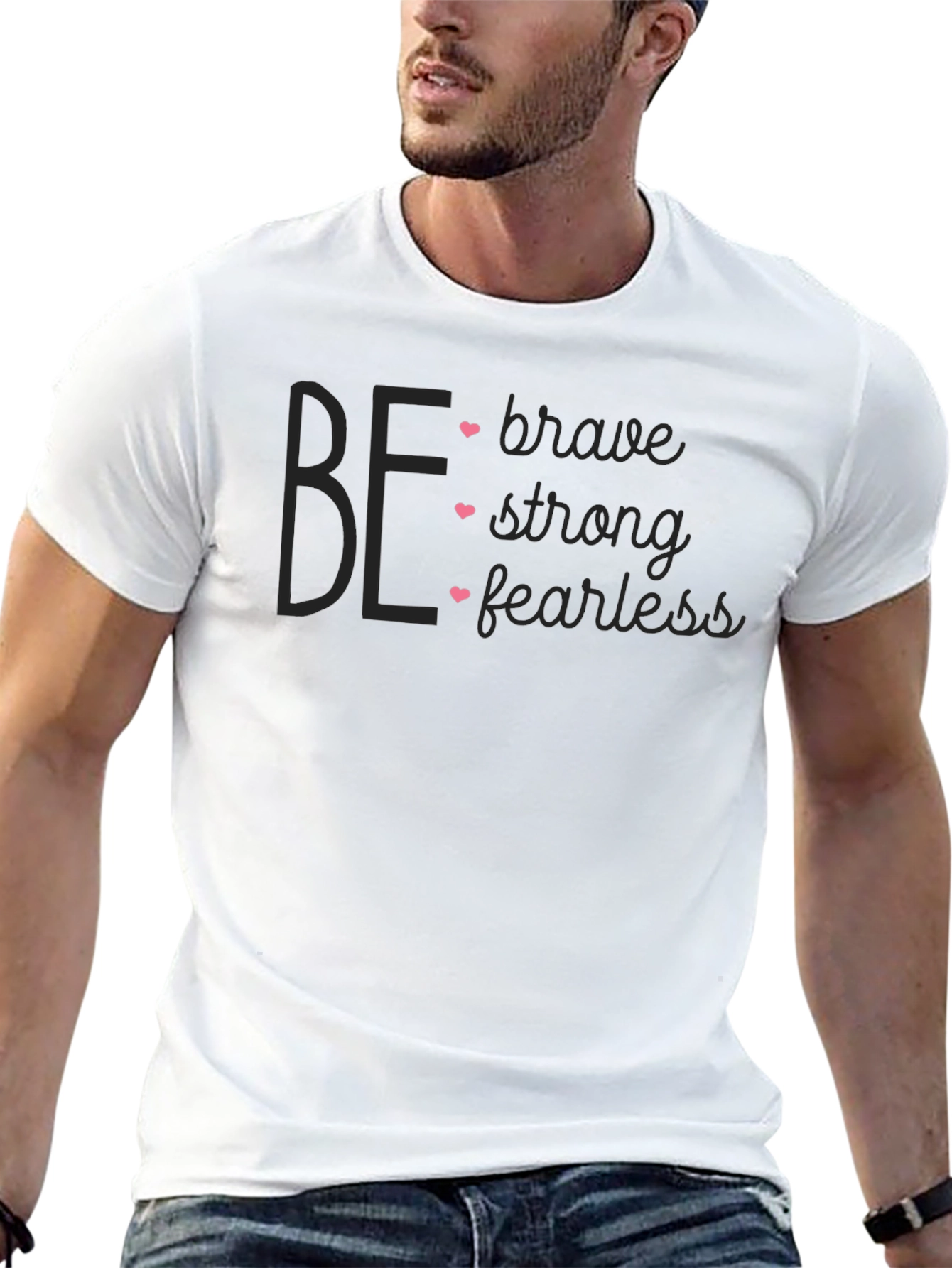 Be Brave Strong Fearless Graphic Tee - Black
