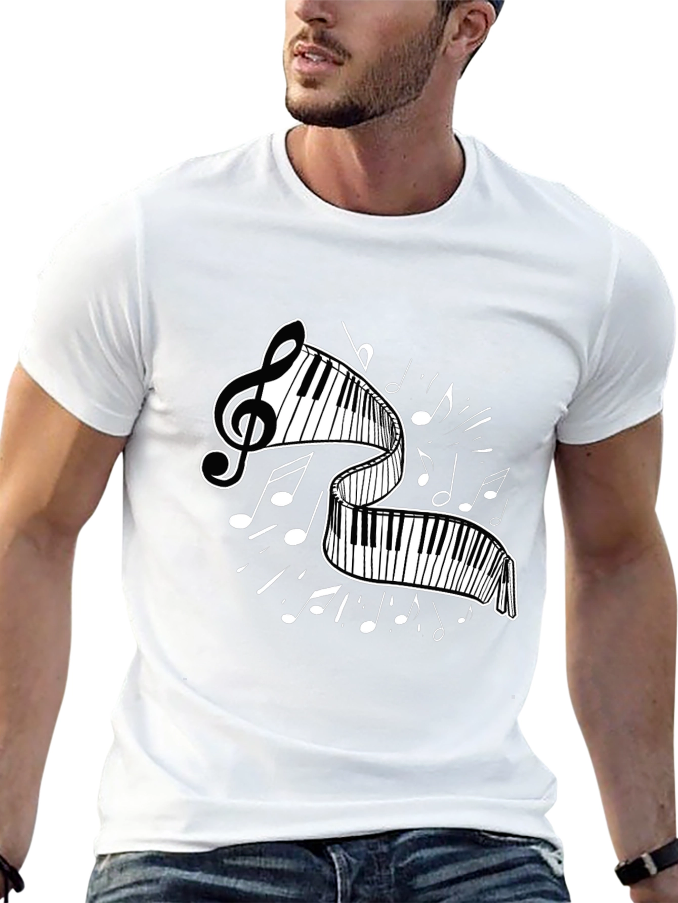 Musical Keyboard T-Shirt - Unique Treble Clef Design