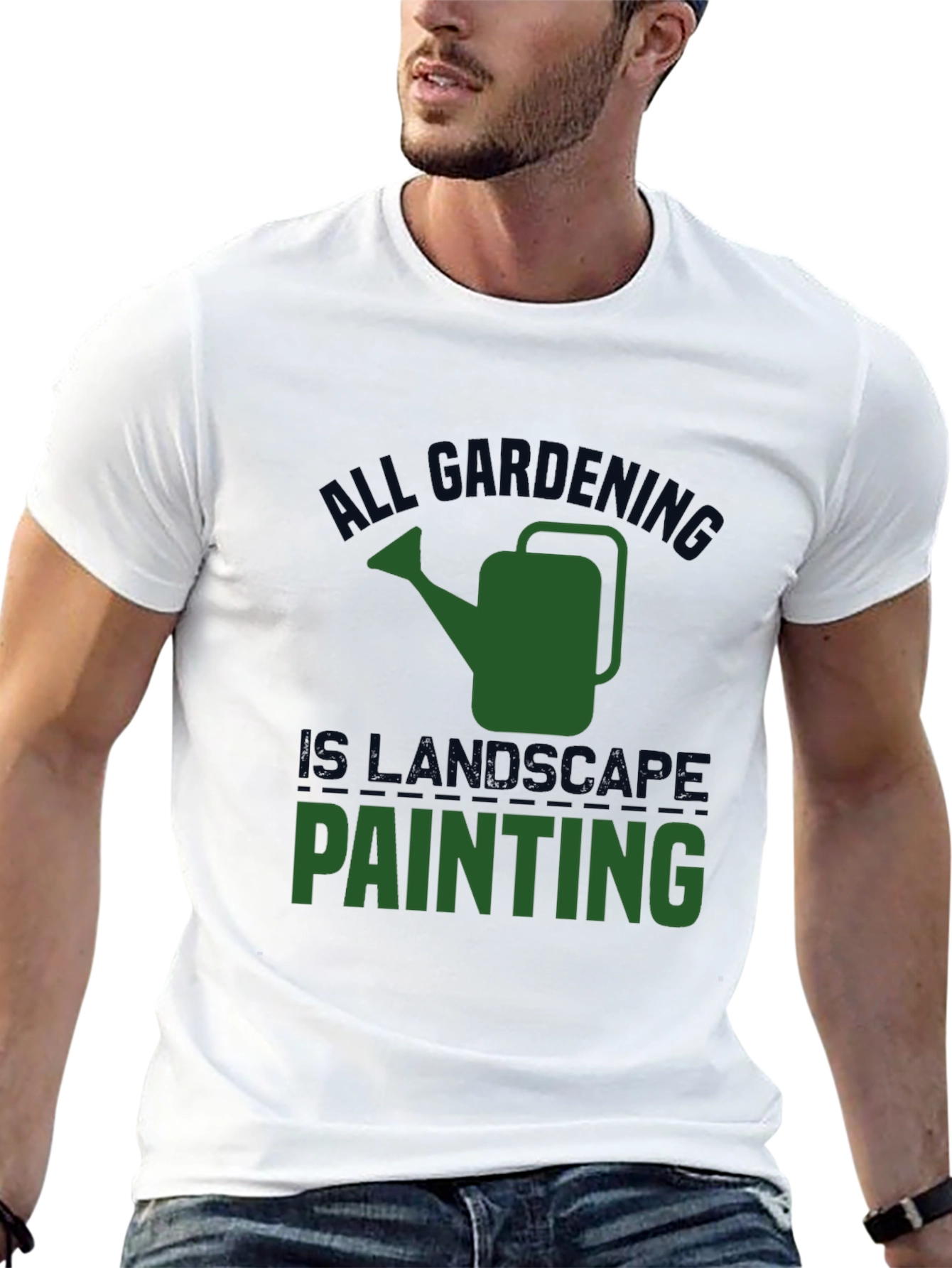 Gardening Landscape Painting T-Shirt - Black