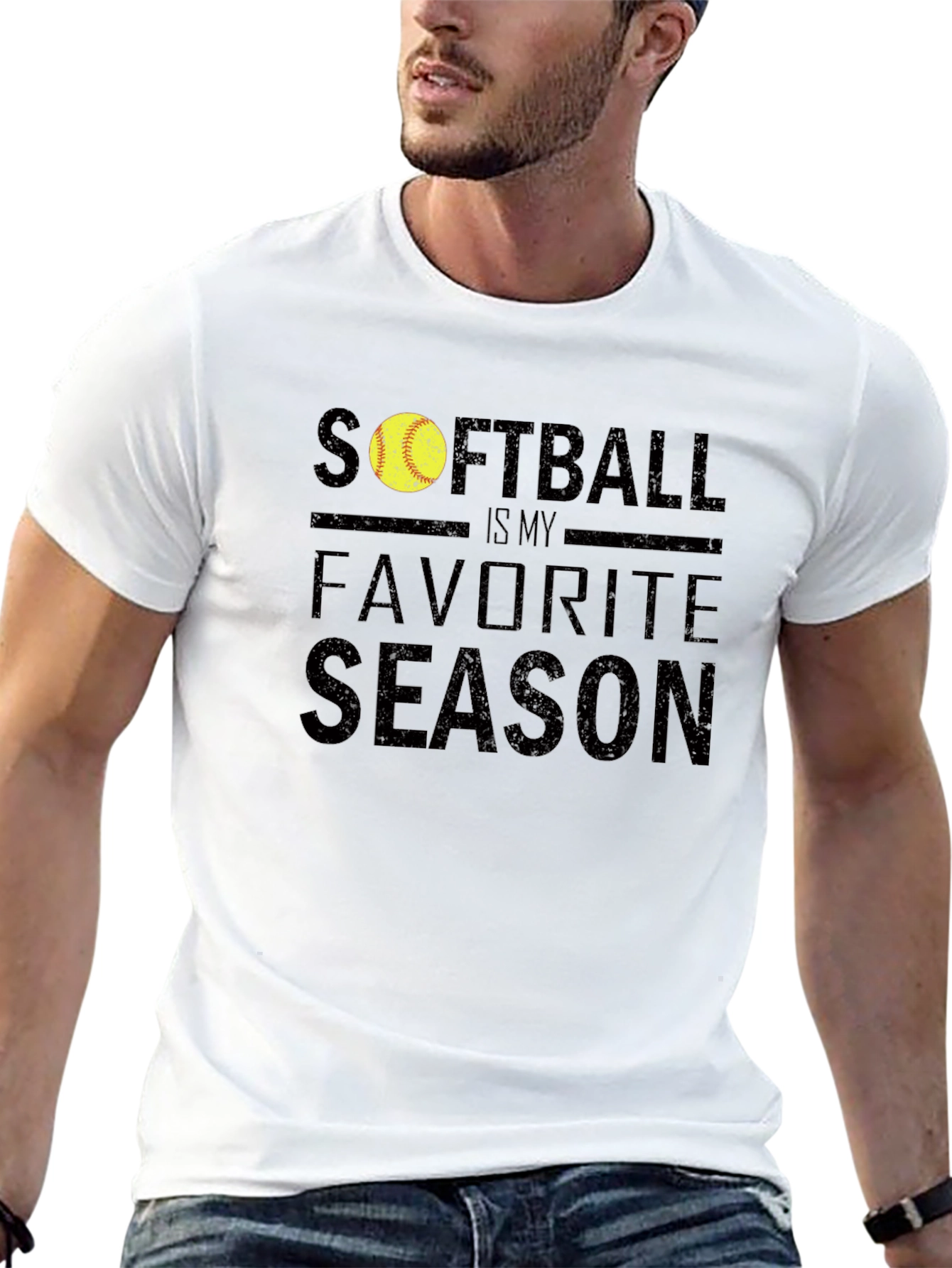 Softball Is My Favorite Season Black T-Shirt
