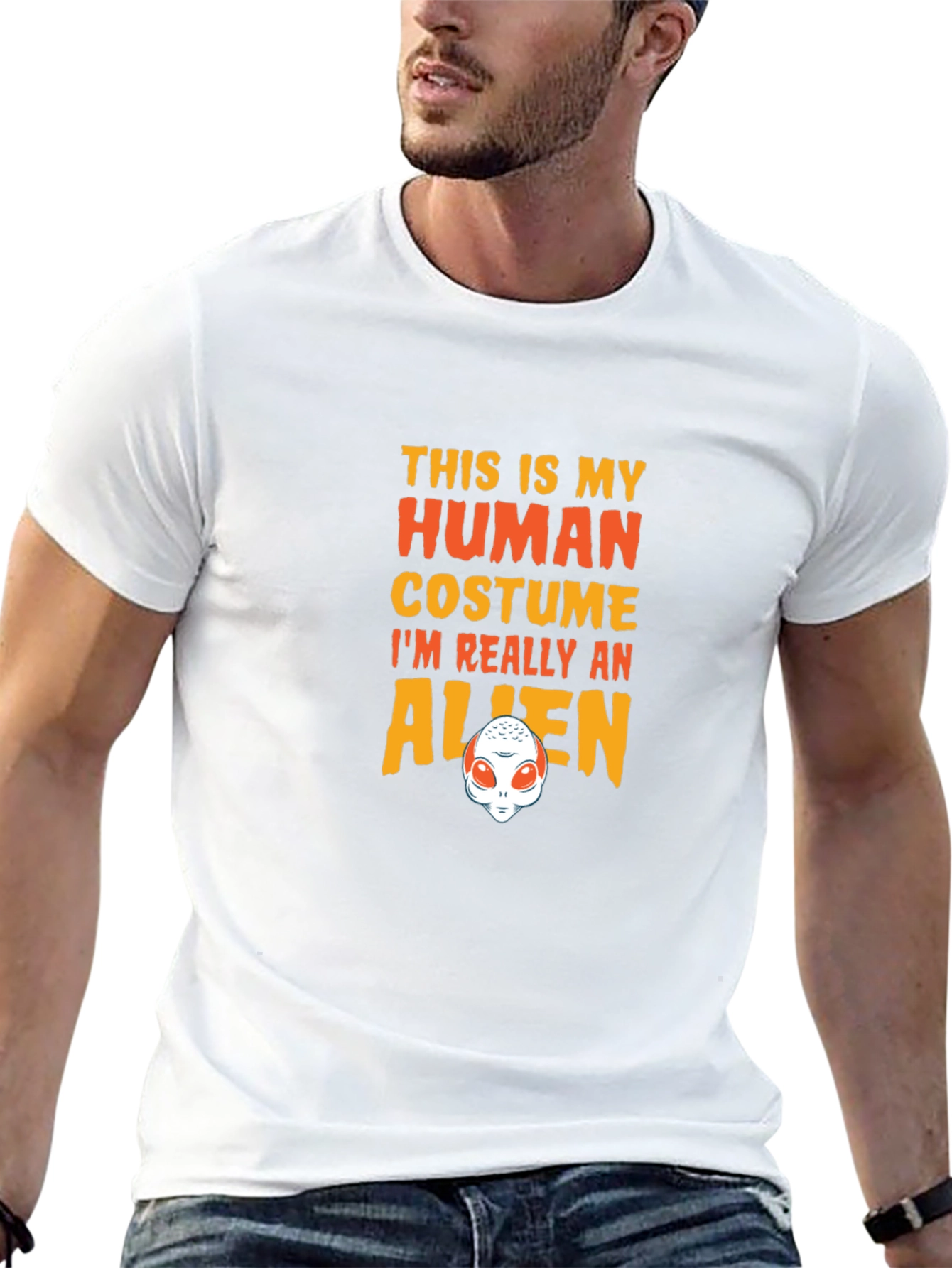 Alien Costume Graphic Tee - Funny Halloween T-Shirt