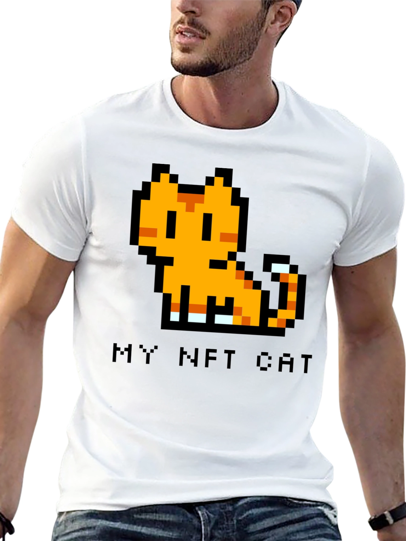 My NFT Cat Pixel Art Black T-Shirt