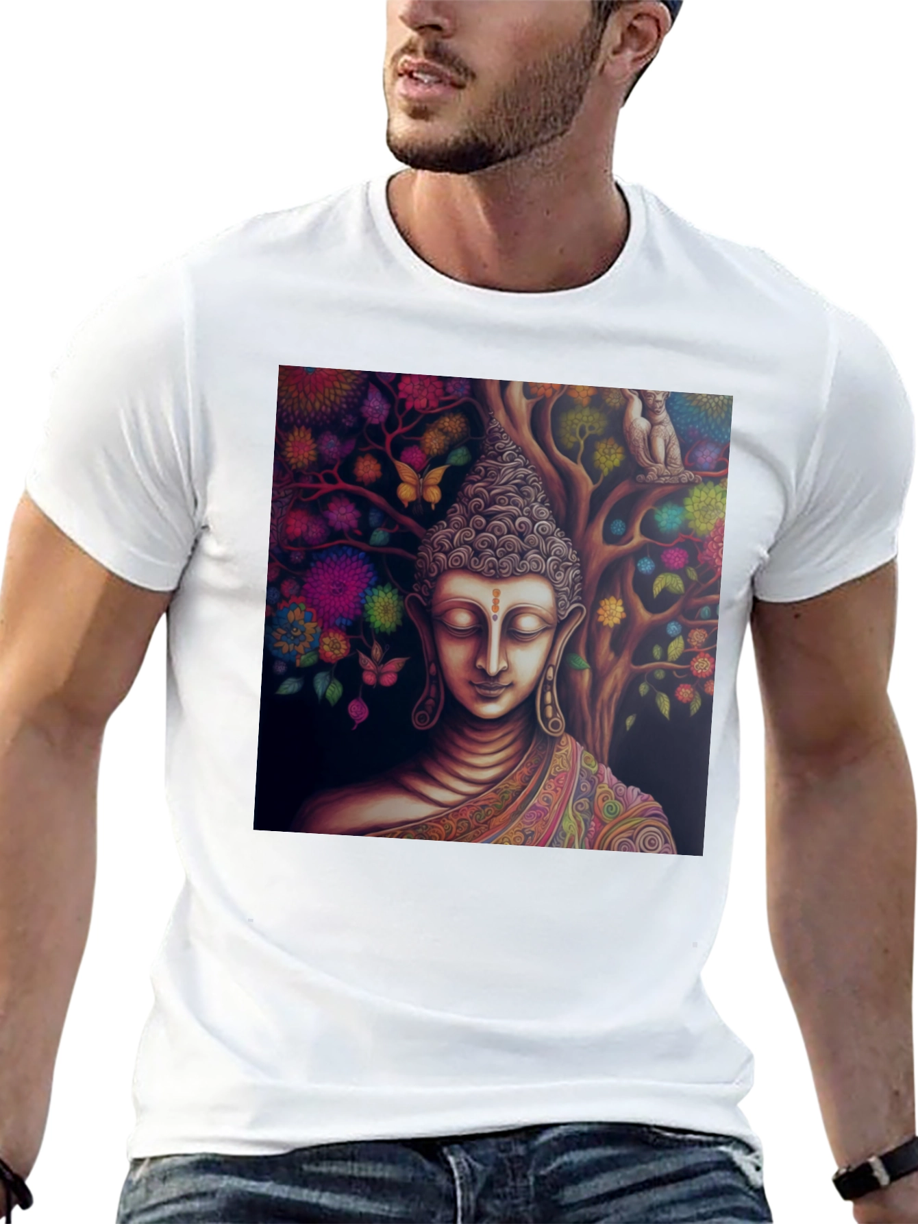 Buddha Tree Graphic Tee - Spiritual Black T-Shirt