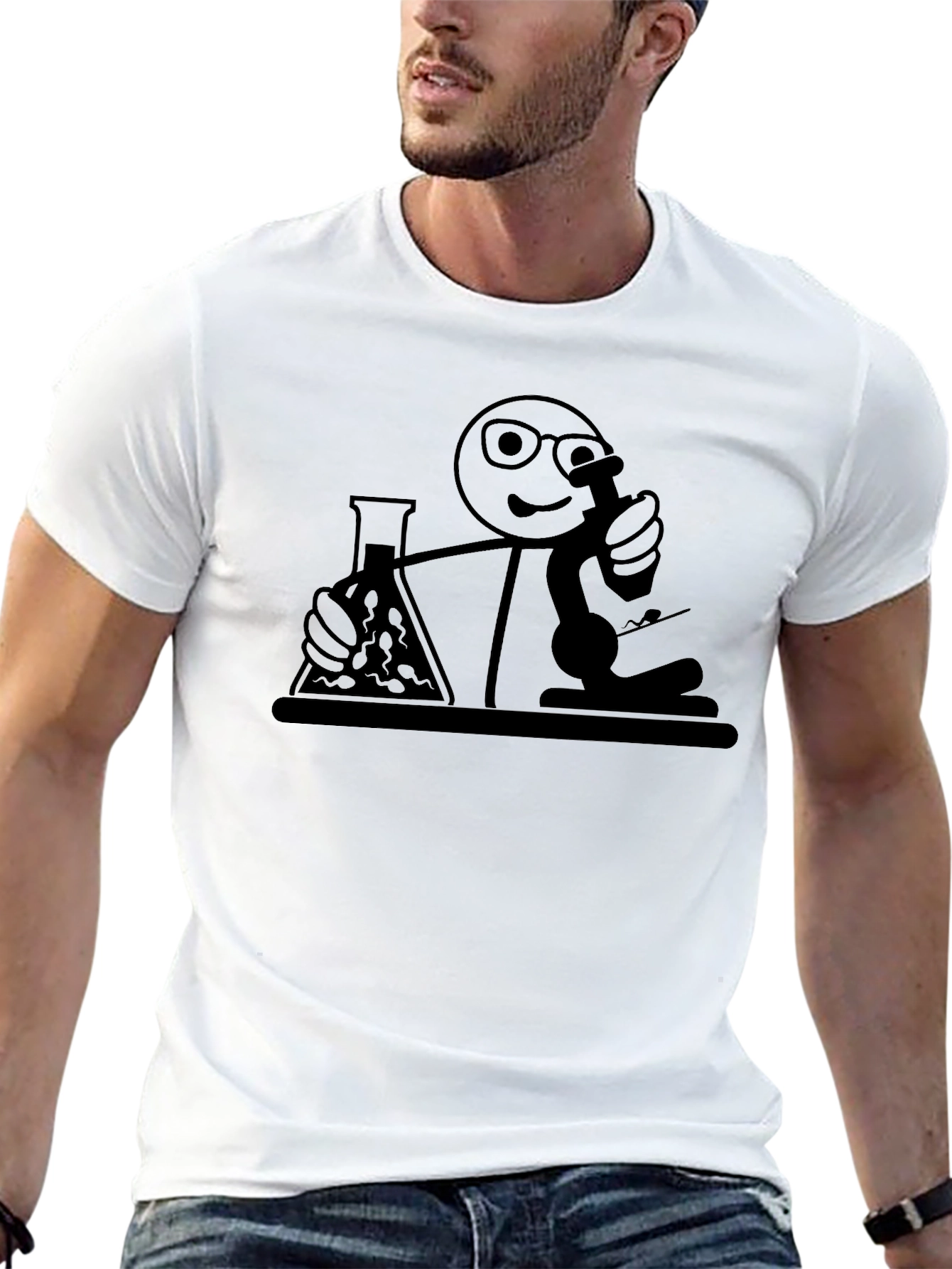 Scientist Stick Figure Graphic T-Shirt