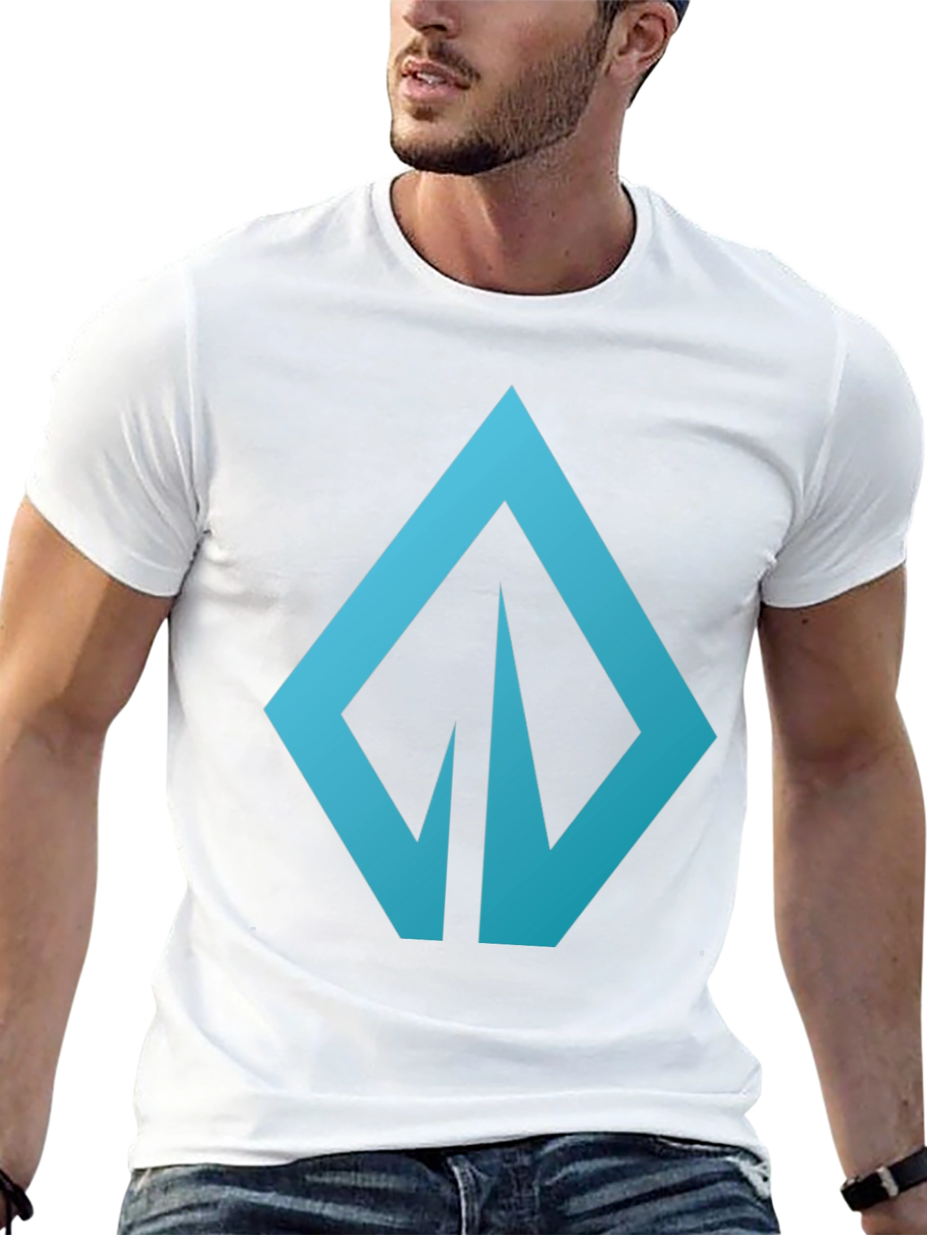 Modern Blue Logo Graphic Tee - Casual Style