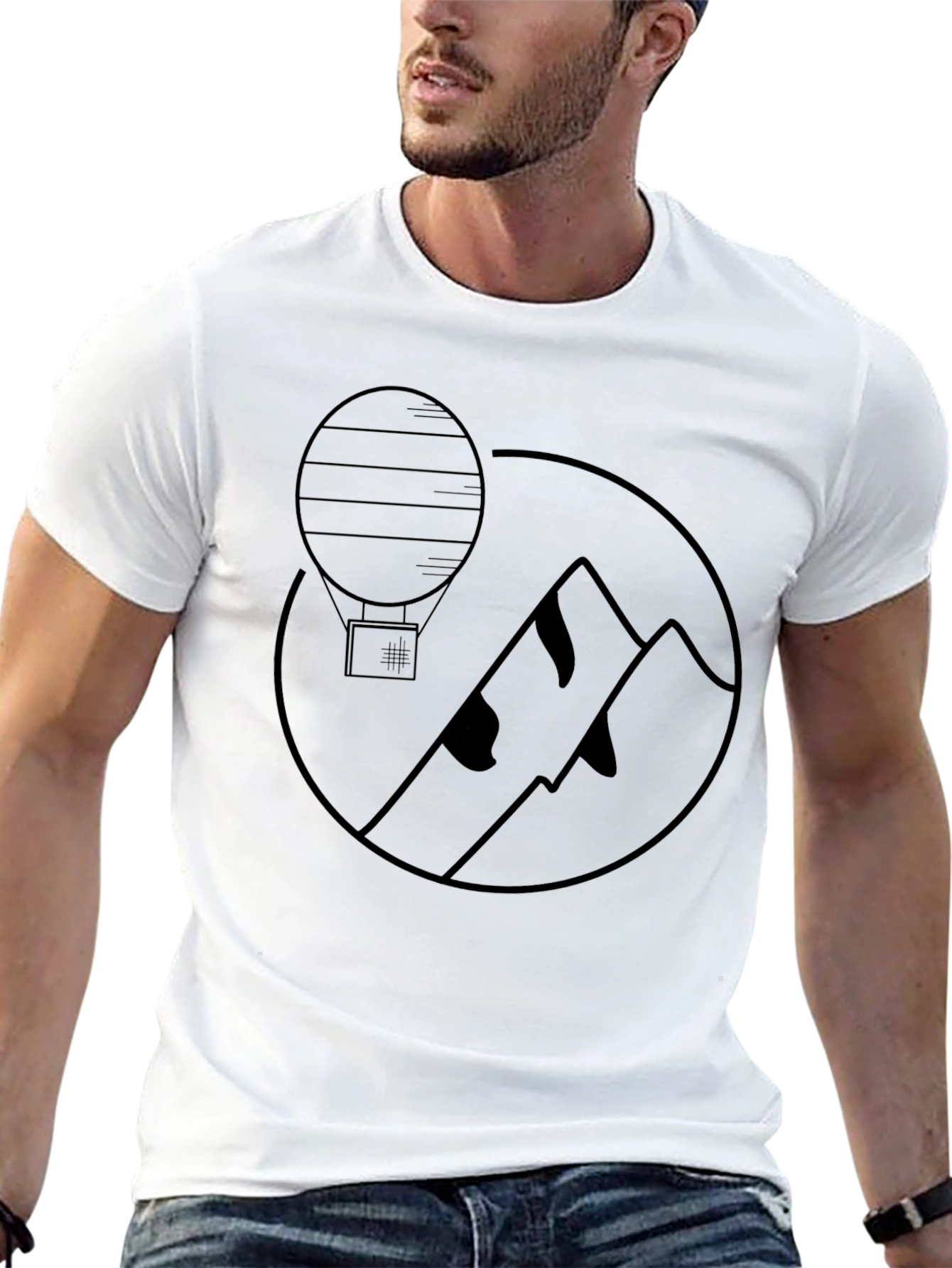 Mountain Balloon Graphic Tee - Black