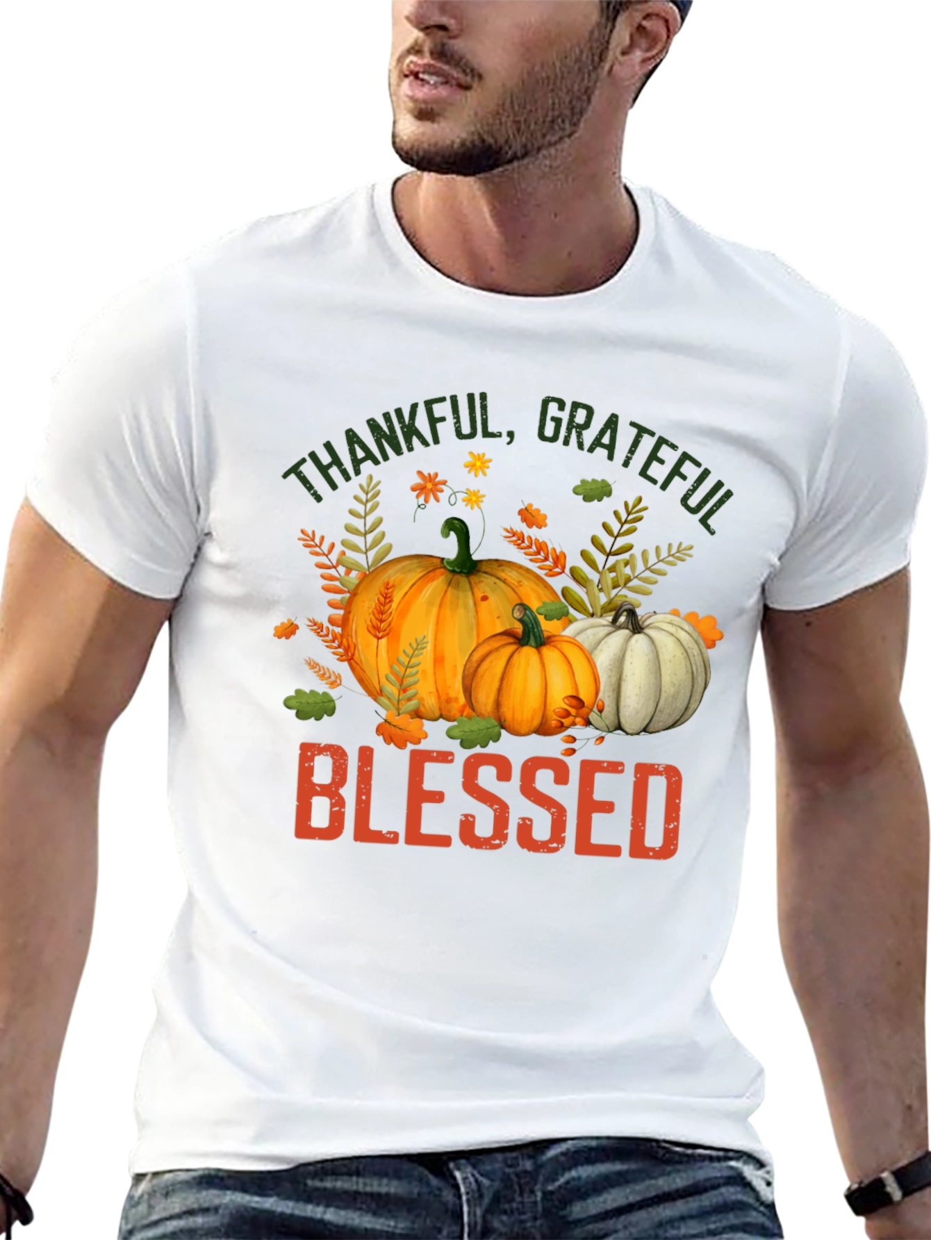 Thankful Grateful Blessed Pumpkin Fall T-Shirt