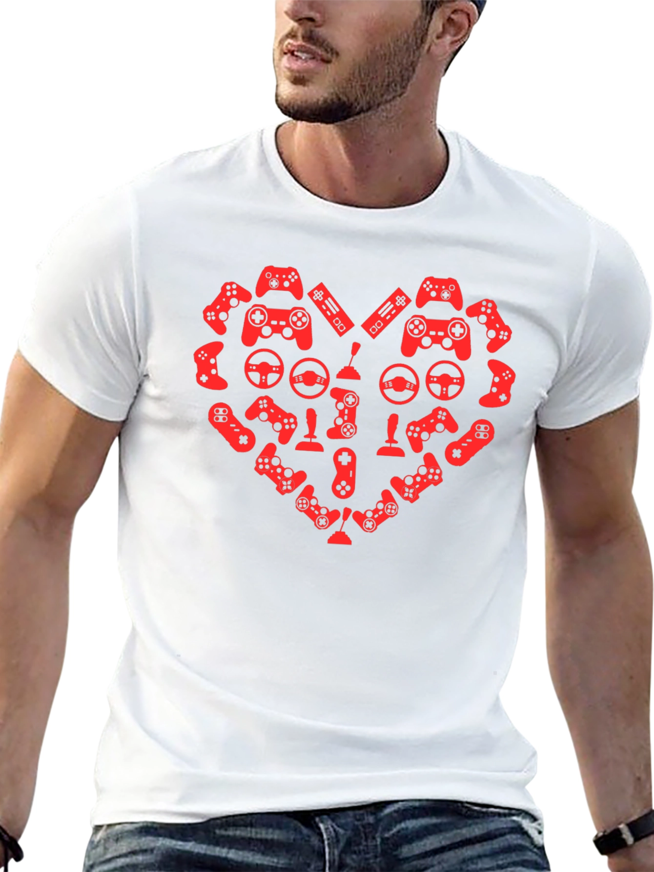 Gamer Heart T-Shirt - Red Game Controller Design